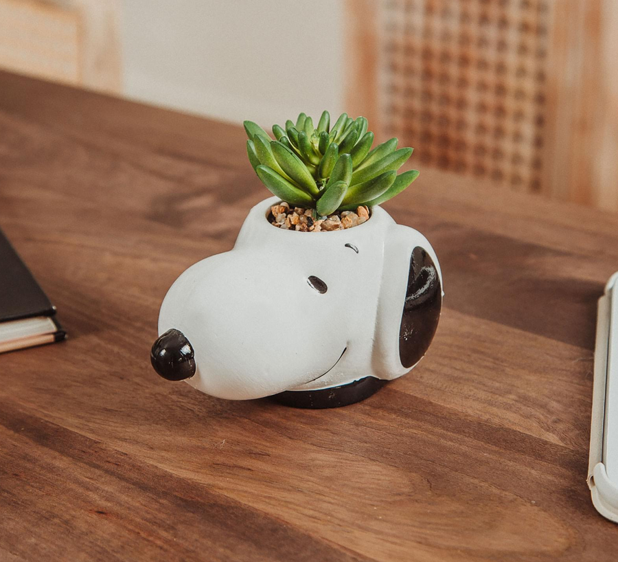 Snoopy Ceramic Mini Planter w/ Artificial Succulent