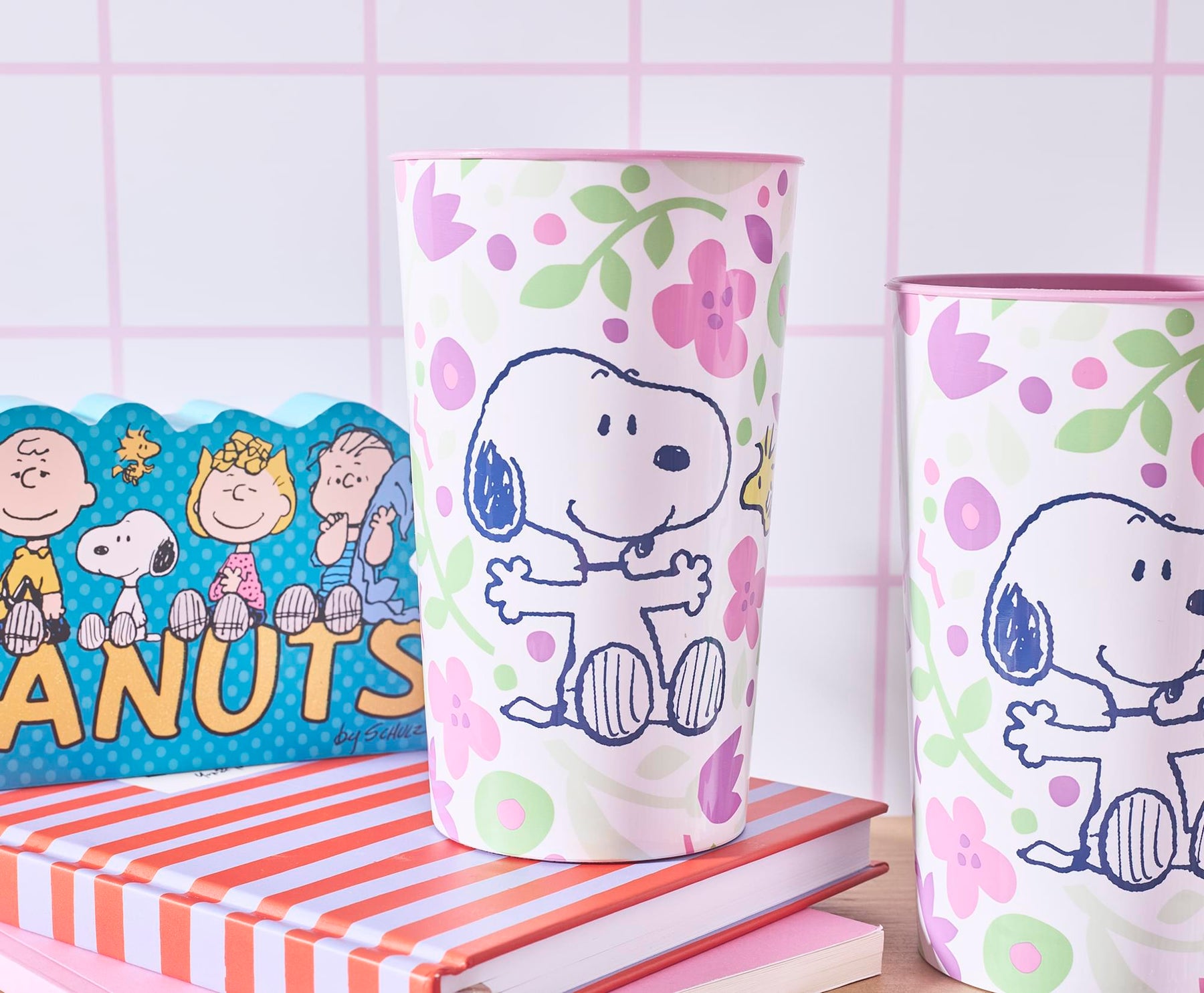 Peanuts Snoopy and Woodstock Springtime 22-Ounce Plastic Cups | Set Of 4