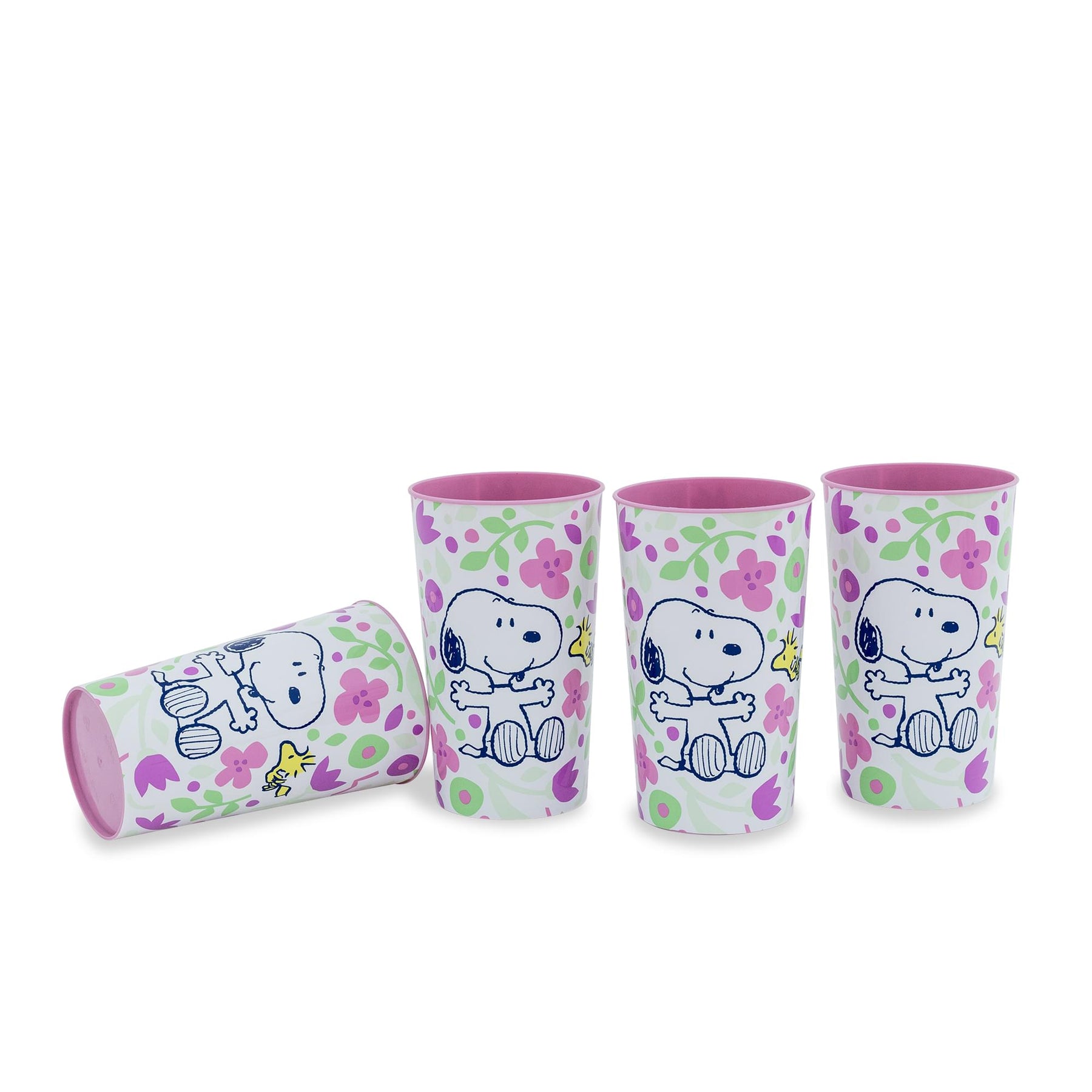 Peanuts Snoopy and Woodstock Springtime 22-Ounce Plastic Cups | Set Of 4