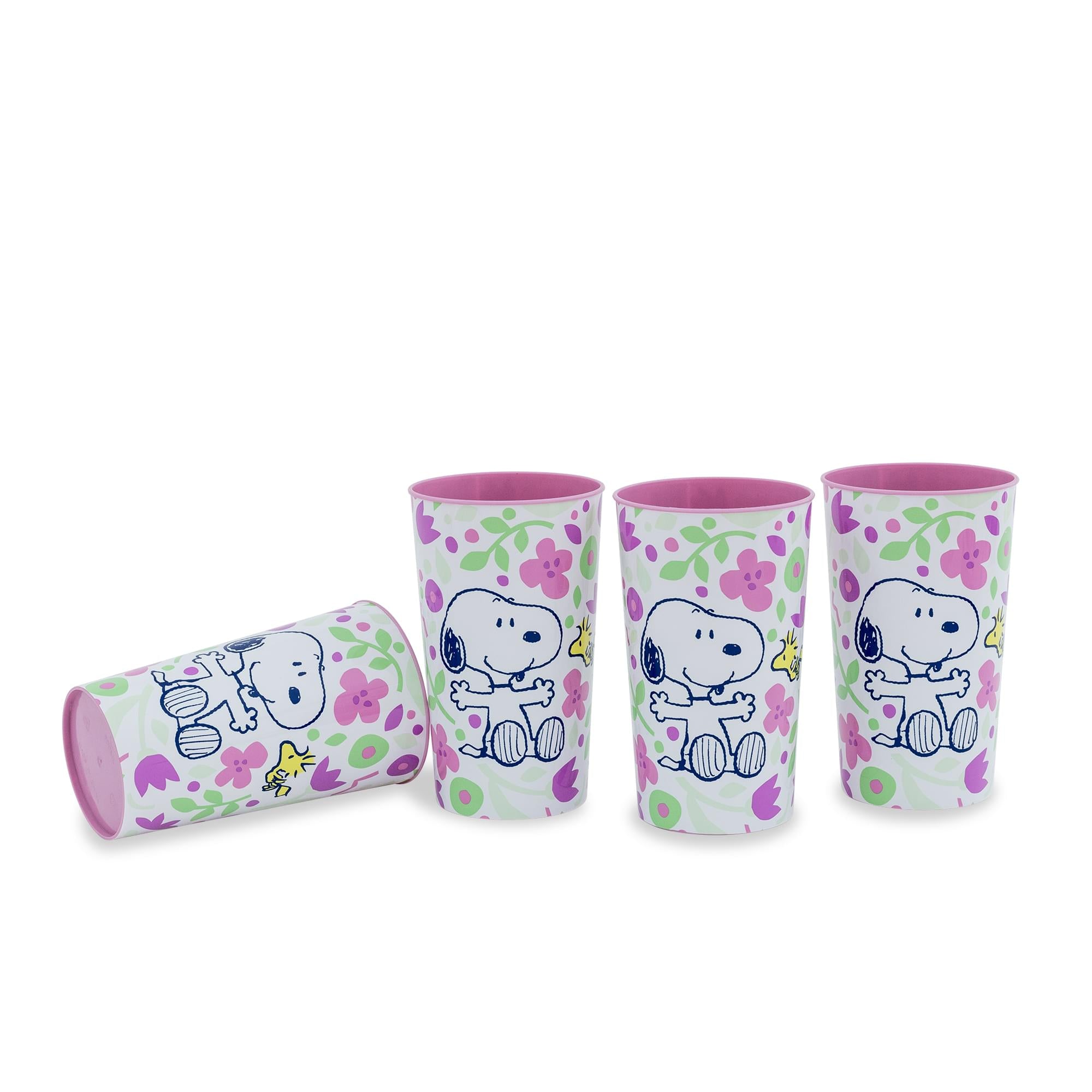 Peanuts Snoopy and Woodstock Springtime 22-Ounce Plastic Cups | Set Of 4