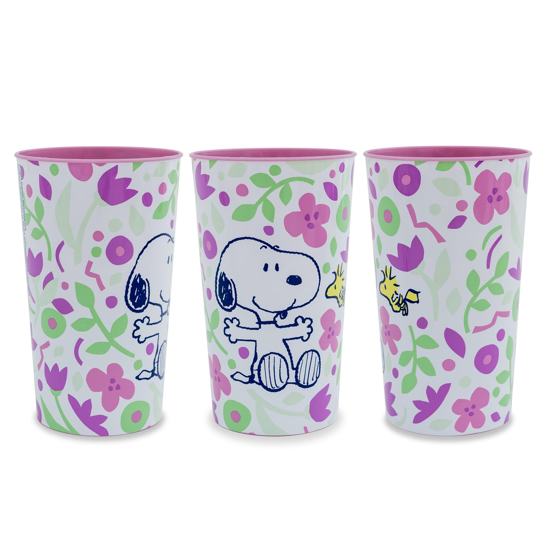 Peanuts Snoopy and Woodstock Springtime 22-Ounce Plastic Cups | Set Of 4