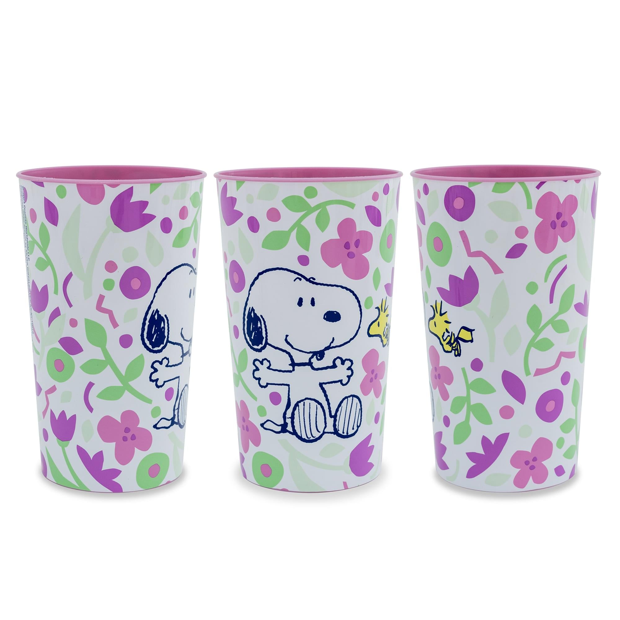 Peanuts Snoopy and Woodstock Springtime 22-Ounce Plastic Cups | Set Of 4