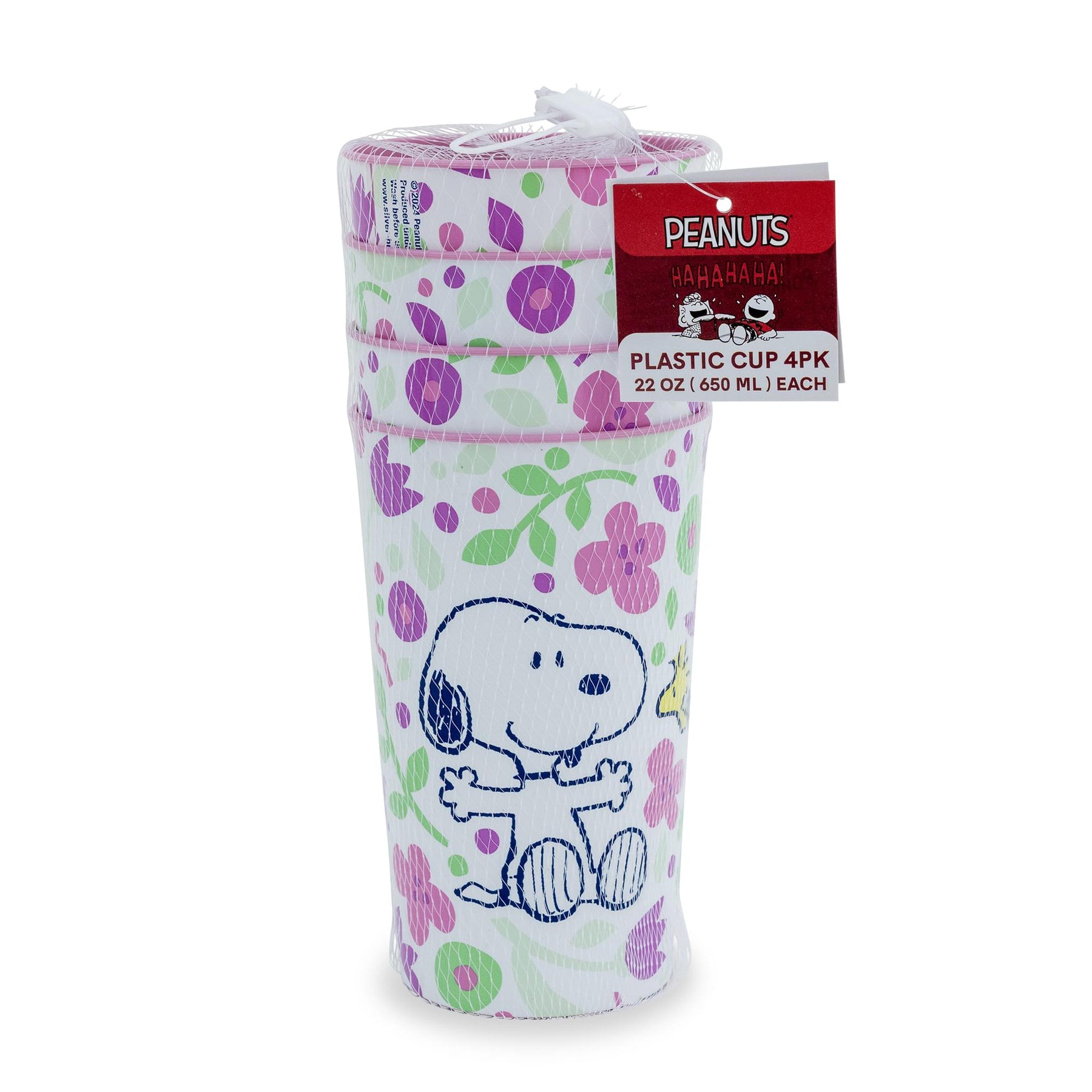 Peanuts Snoopy and Woodstock Springtime 22-Ounce Plastic Cups | Set Of 4