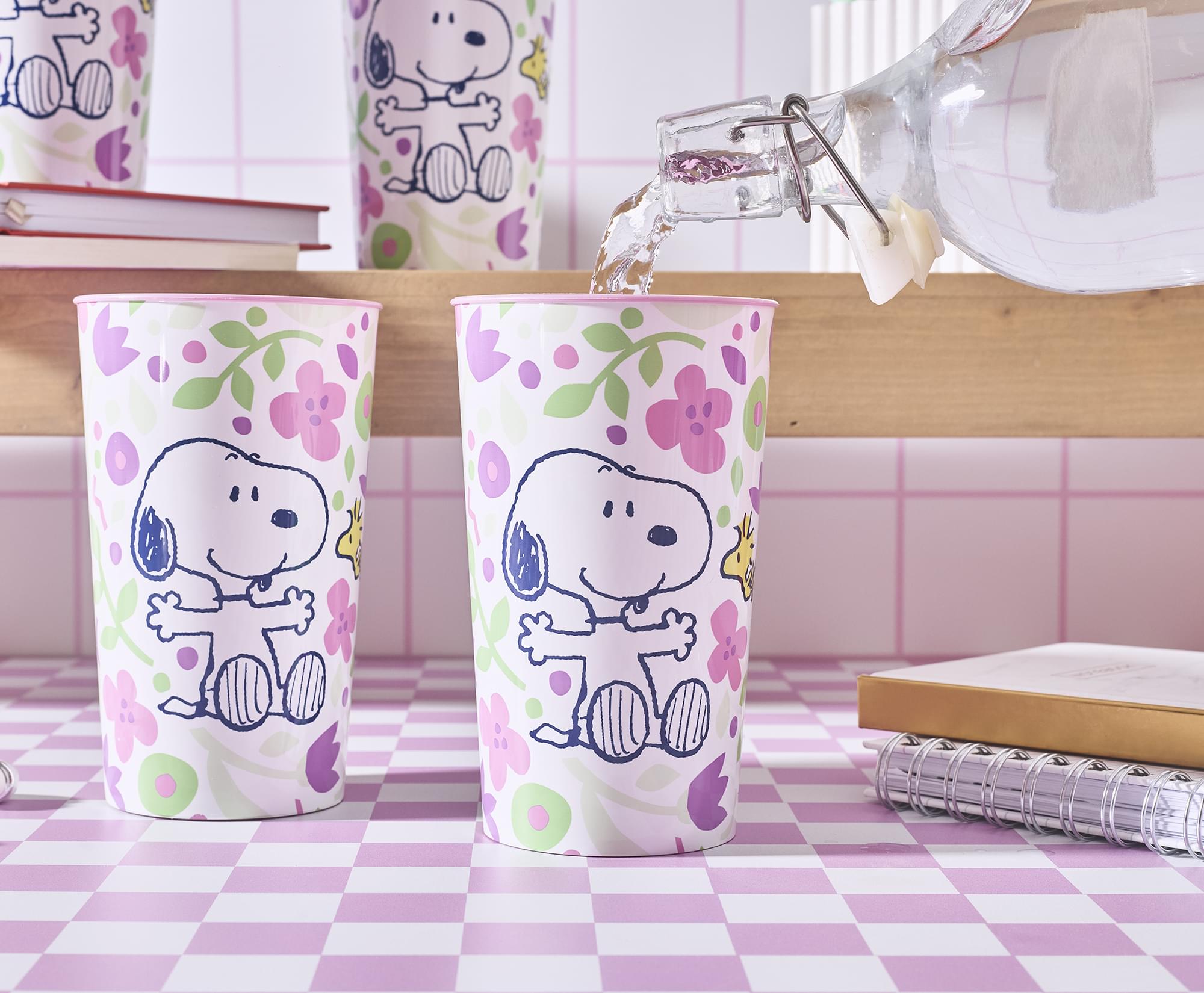 Peanuts Snoopy and Woodstock Springtime 22-Ounce Plastic Cups | Set Of 4