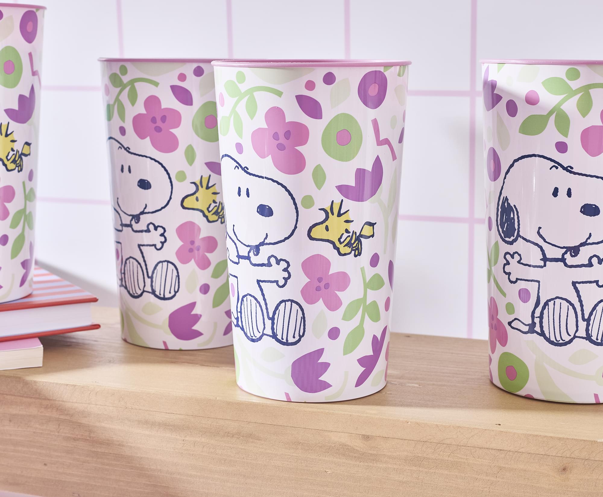 Peanuts Snoopy and Woodstock Springtime 22-Ounce Plastic Cups | Set Of 4