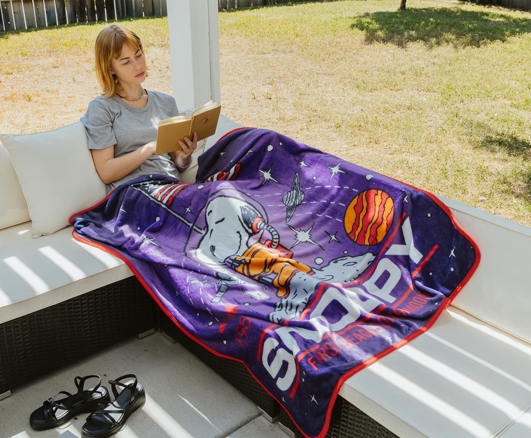 Peanuts Snoopy "First Beagle On The Moon" Fleece Throw Blanket | 45 x 60 Inches