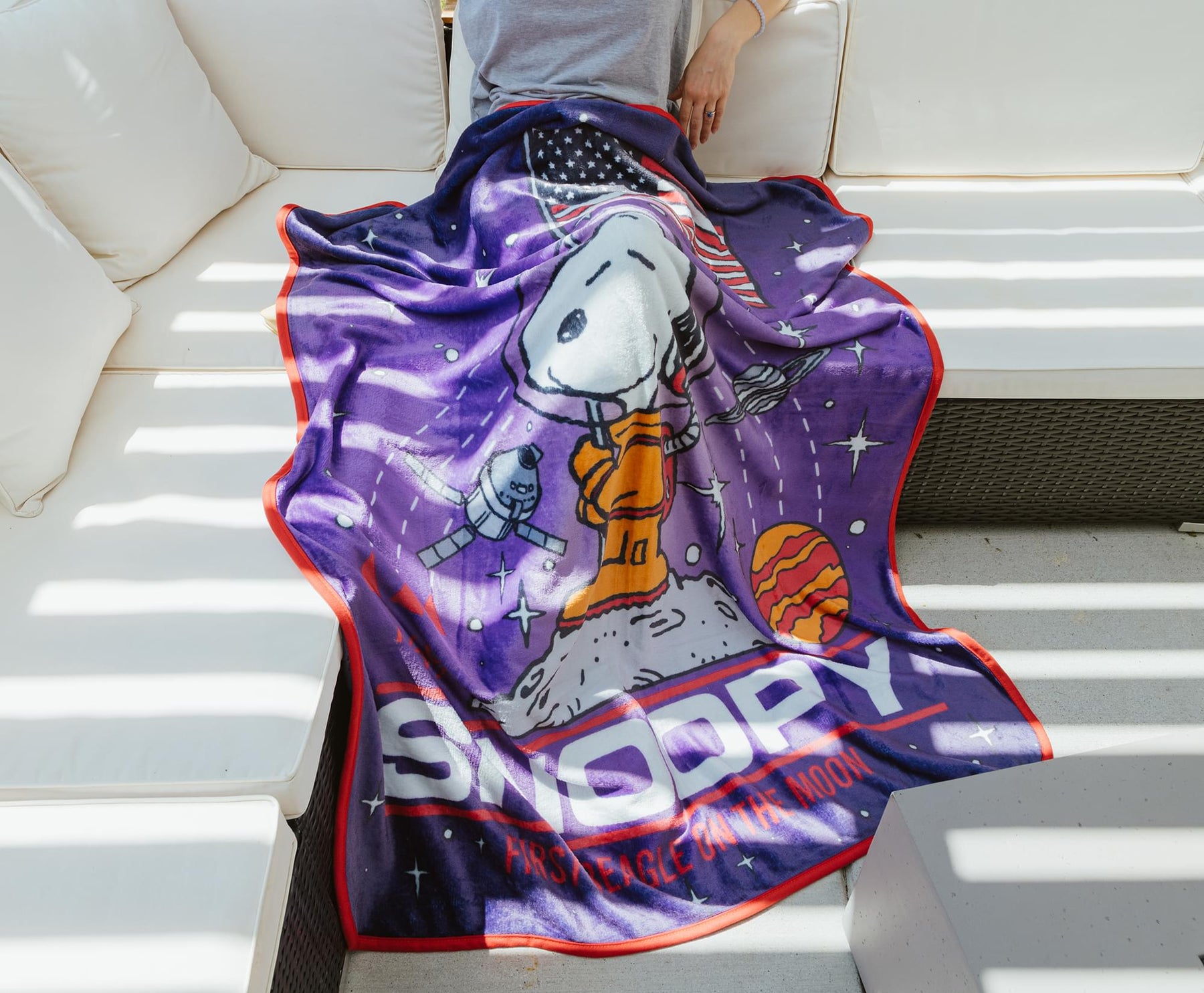 Peanuts Snoopy "First Beagle On The Moon" Fleece Throw Blanket | 45 x 60 Inches