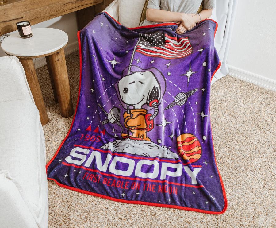 Snoopy "First Beagle On The Moon" Fleece Throw Blanket