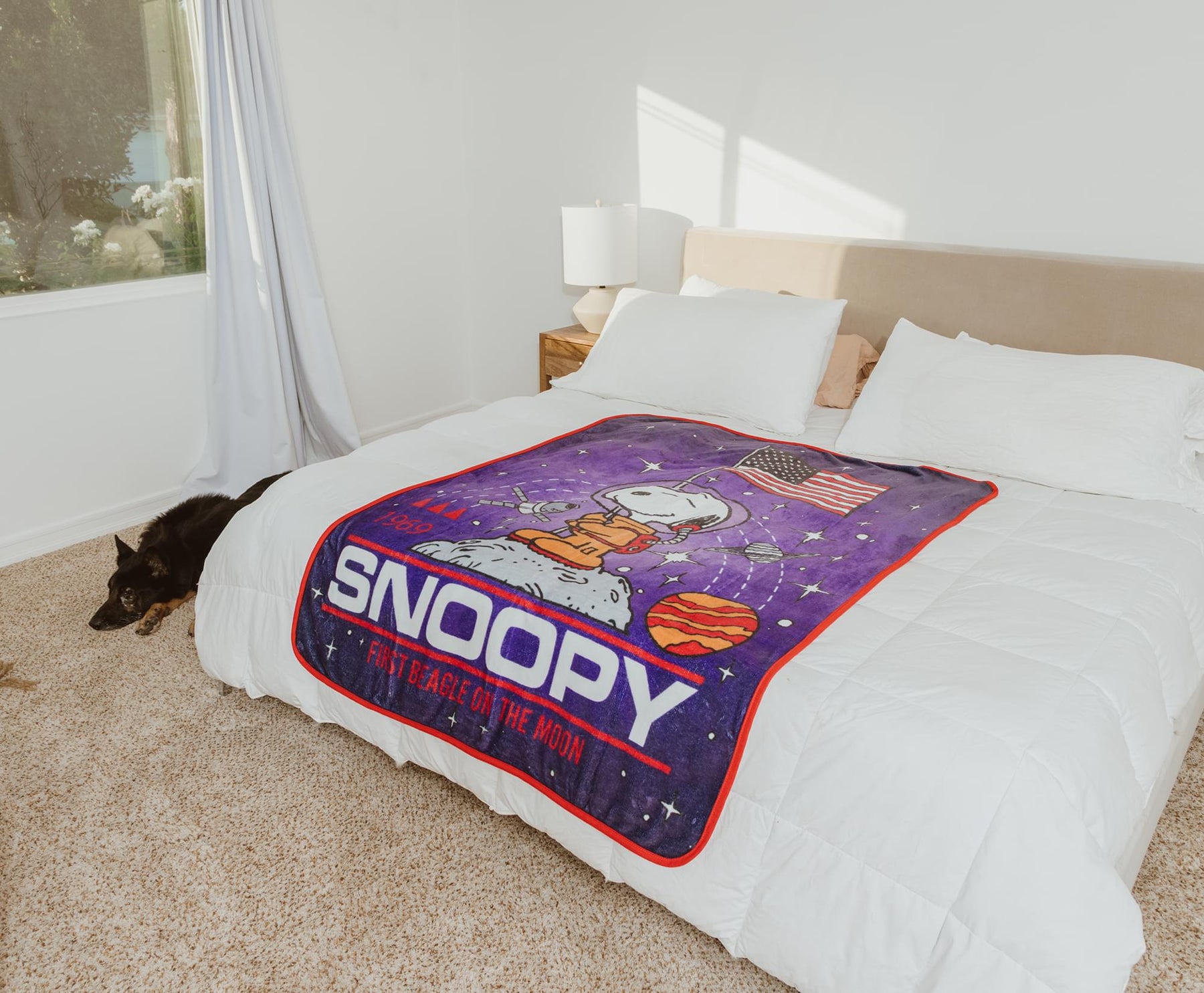 Peanuts Snoopy "First Beagle On The Moon" Fleece Throw Blanket | 45 x 60 Inches
