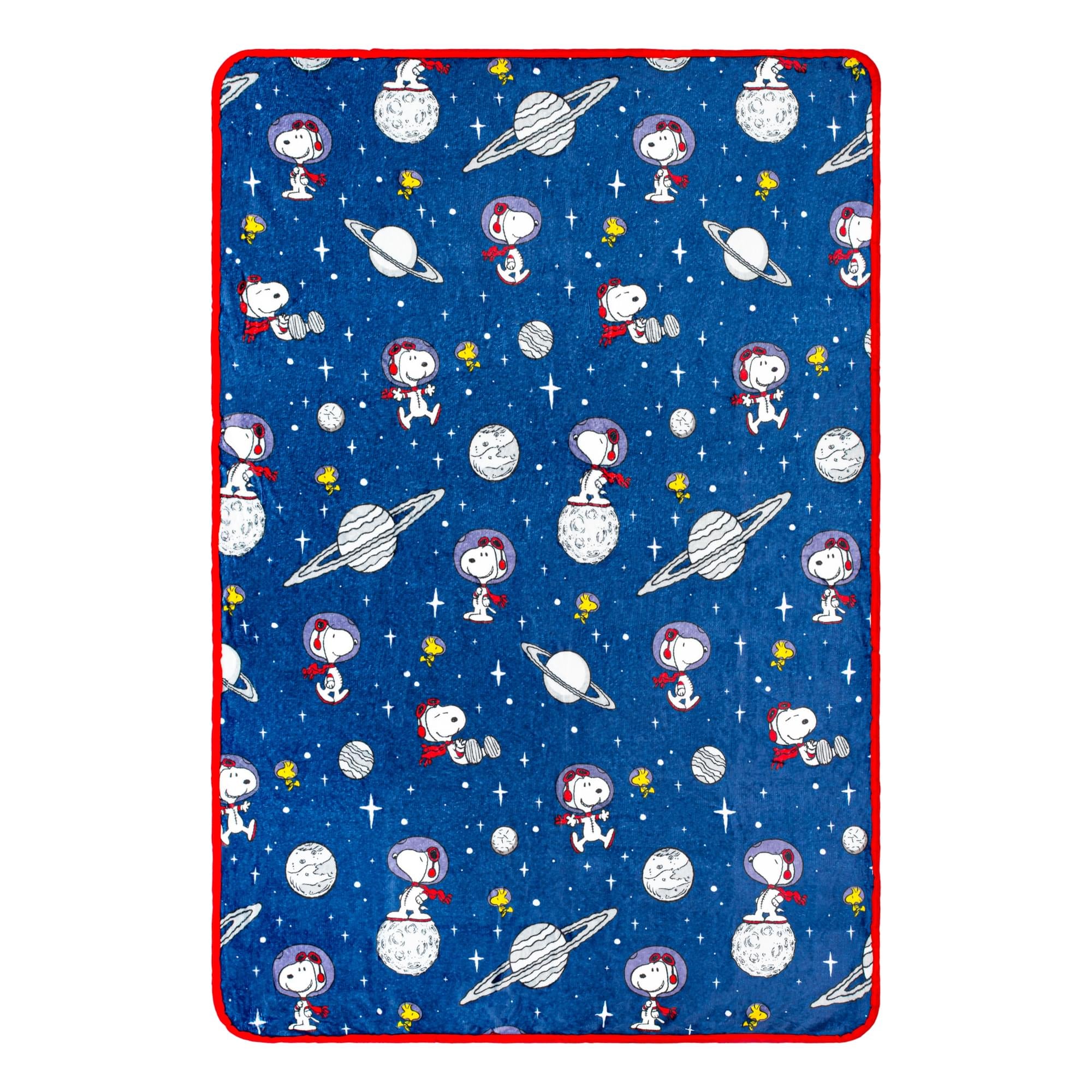 Peanuts Snoopy and Woodstock In Space Fleece Throw Blanket | 45 x 60 Inches