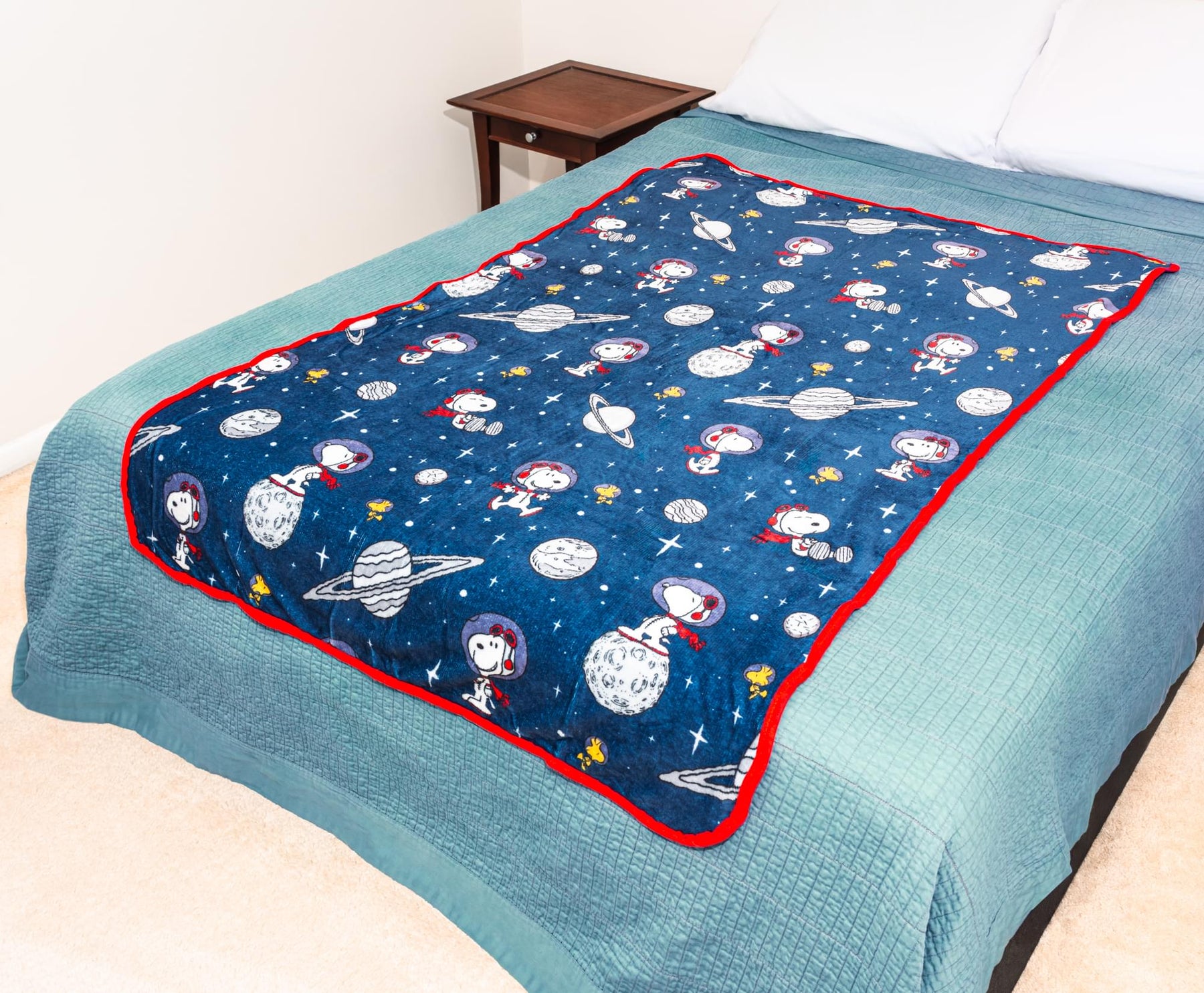 Peanuts Snoopy and Woodstock In Space Fleece Throw Blanket | 45 x 60 Inches