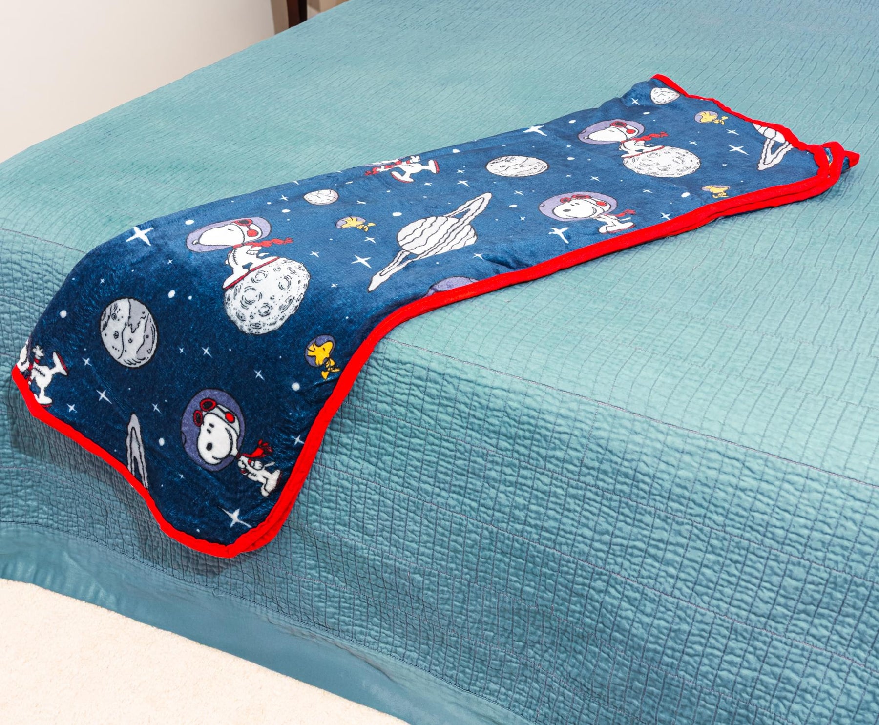 Peanuts Snoopy and Woodstock In Space Fleece Throw Blanket | 45 x 60 Inches