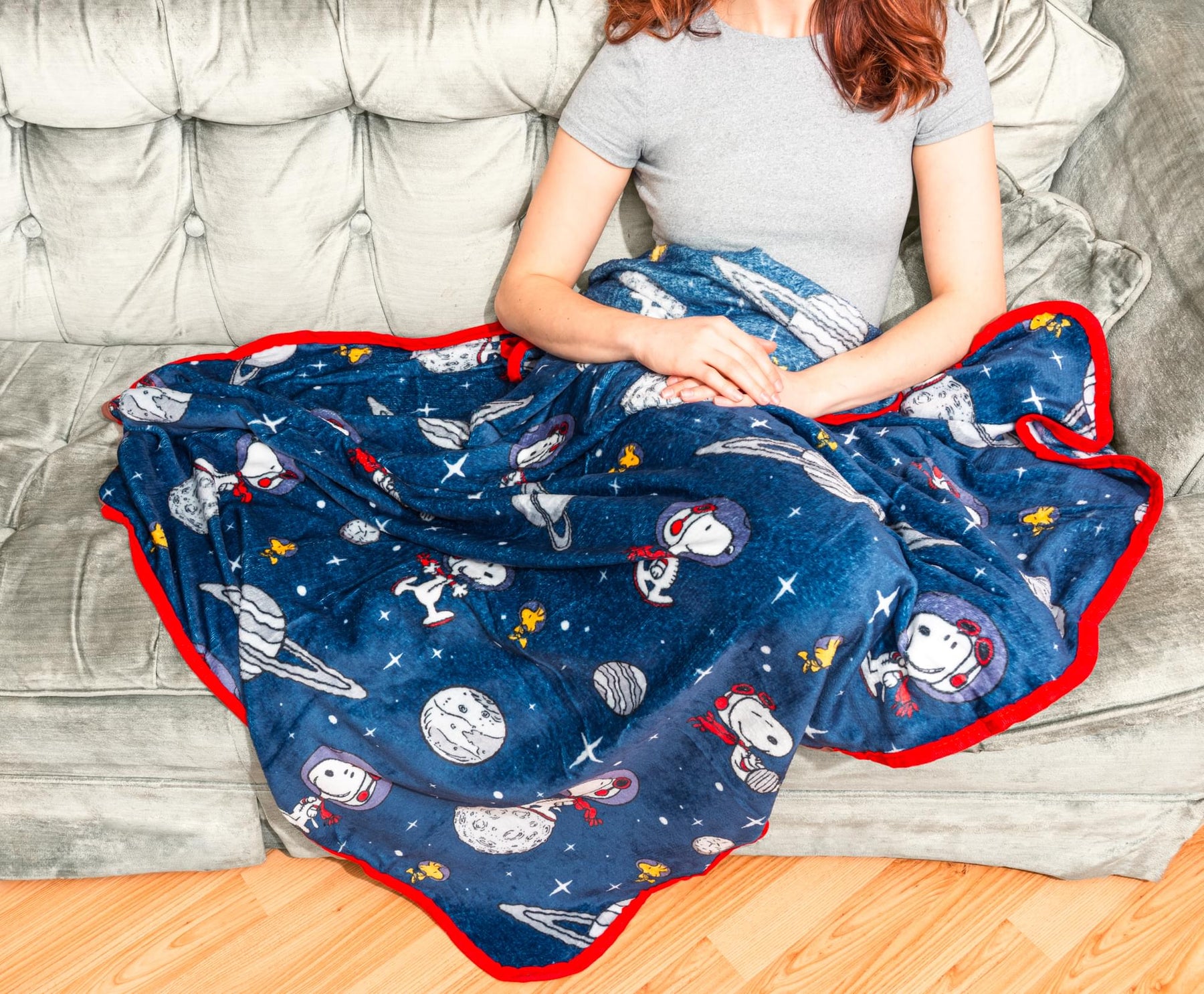 Peanuts Snoopy and Woodstock In Space Fleece Throw Blanket | 45 x 60 Inches