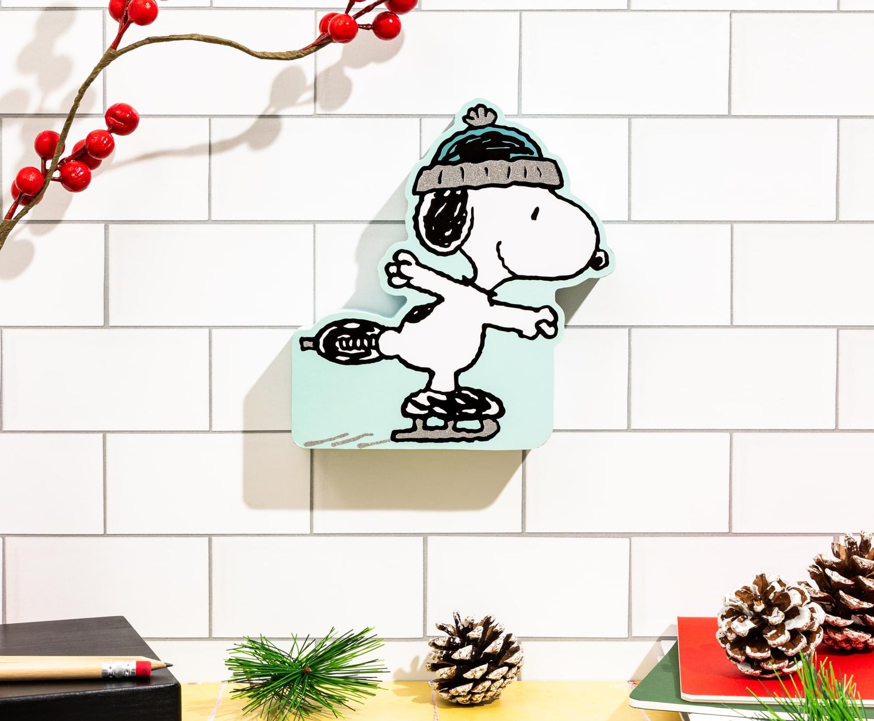 Peanuts Snoopy Ice Skating MDF Box Sign