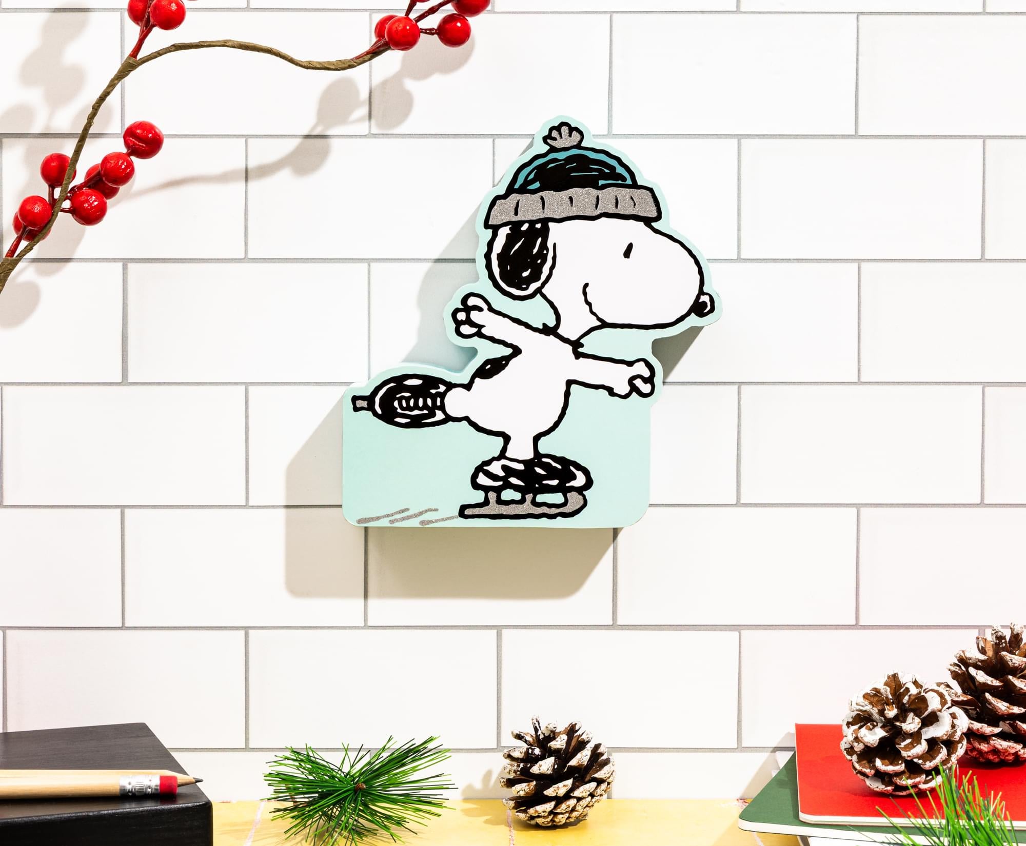 Peanuts Snoopy Ice Skating MDF Box Sign