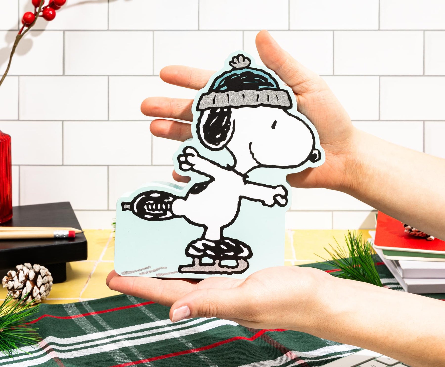 Peanuts Snoopy Ice Skating MDF Box Sign