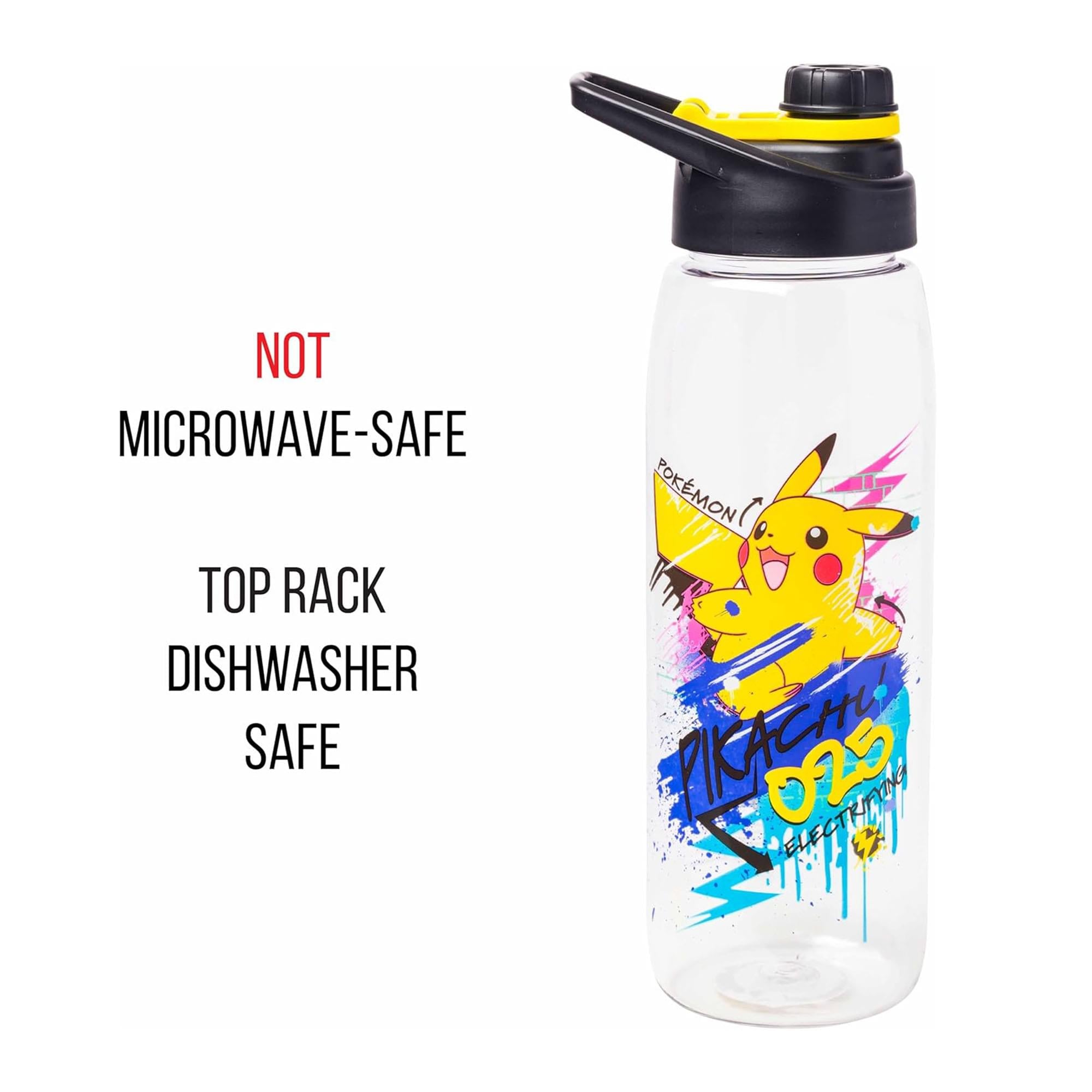 Pokemon Pikachu "Electrifying" Water Bottle With Handle Lid | Holds 28 Ounces