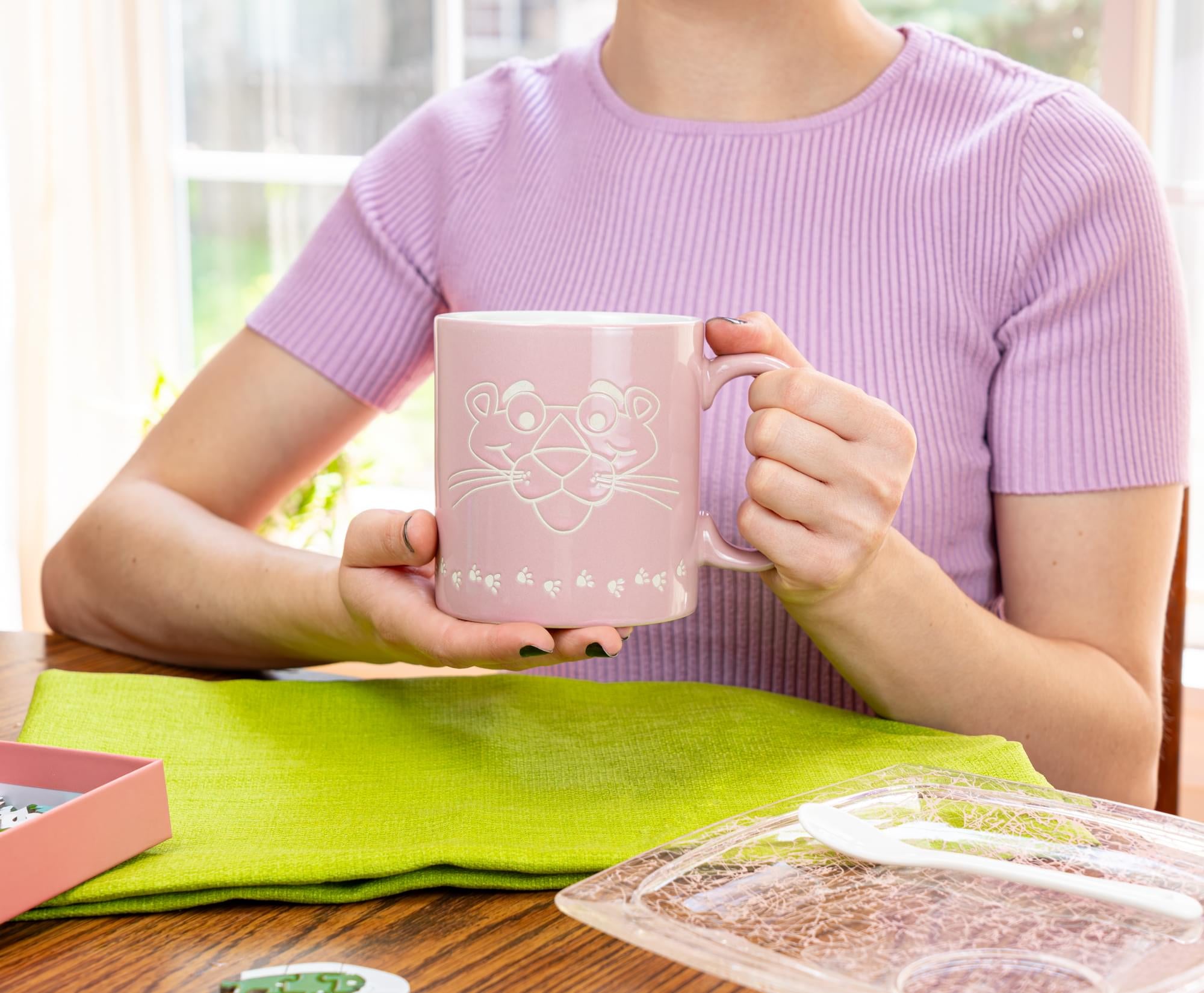 The Pink Panther Vintage Logo Wax-Resist Ceramic Mug | Holds 20 Ounces
