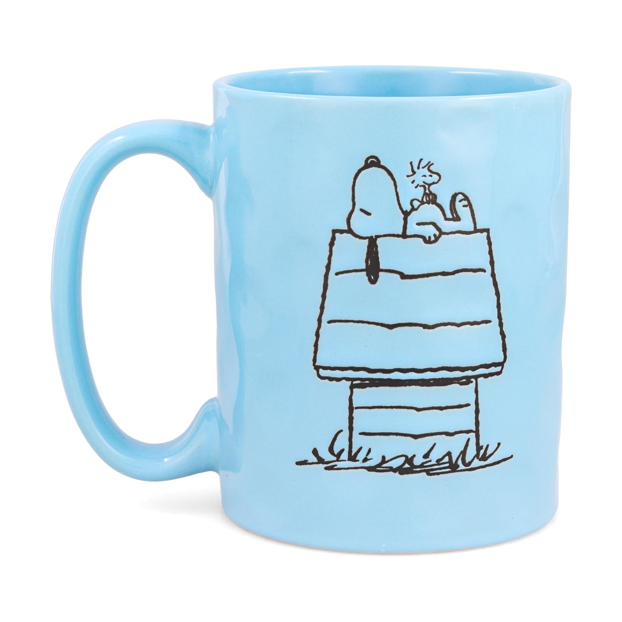 Peanuts Snoopy and Woodstock House Wax-Resist Pottery Mug | Holds 17 Ounces