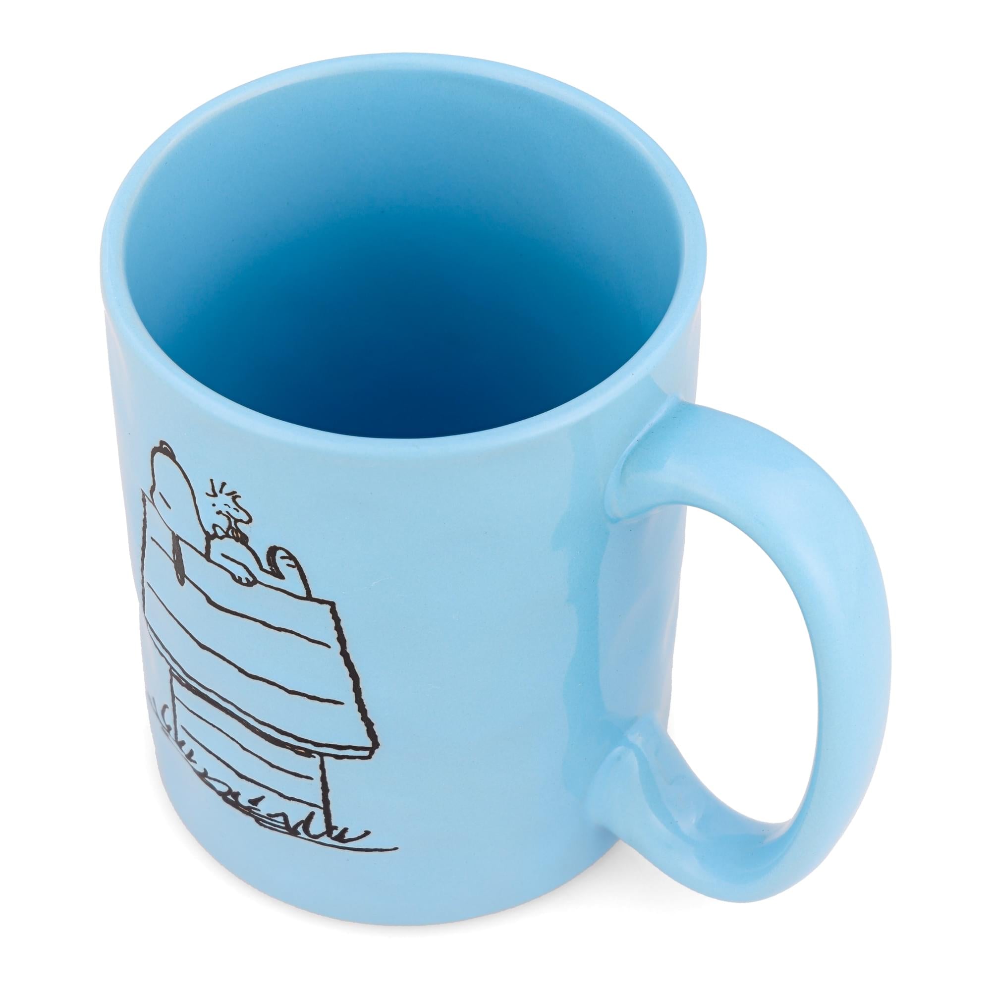 Peanuts Snoopy and Woodstock House Wax-Resist Pottery Mug | Holds 17 Ounces