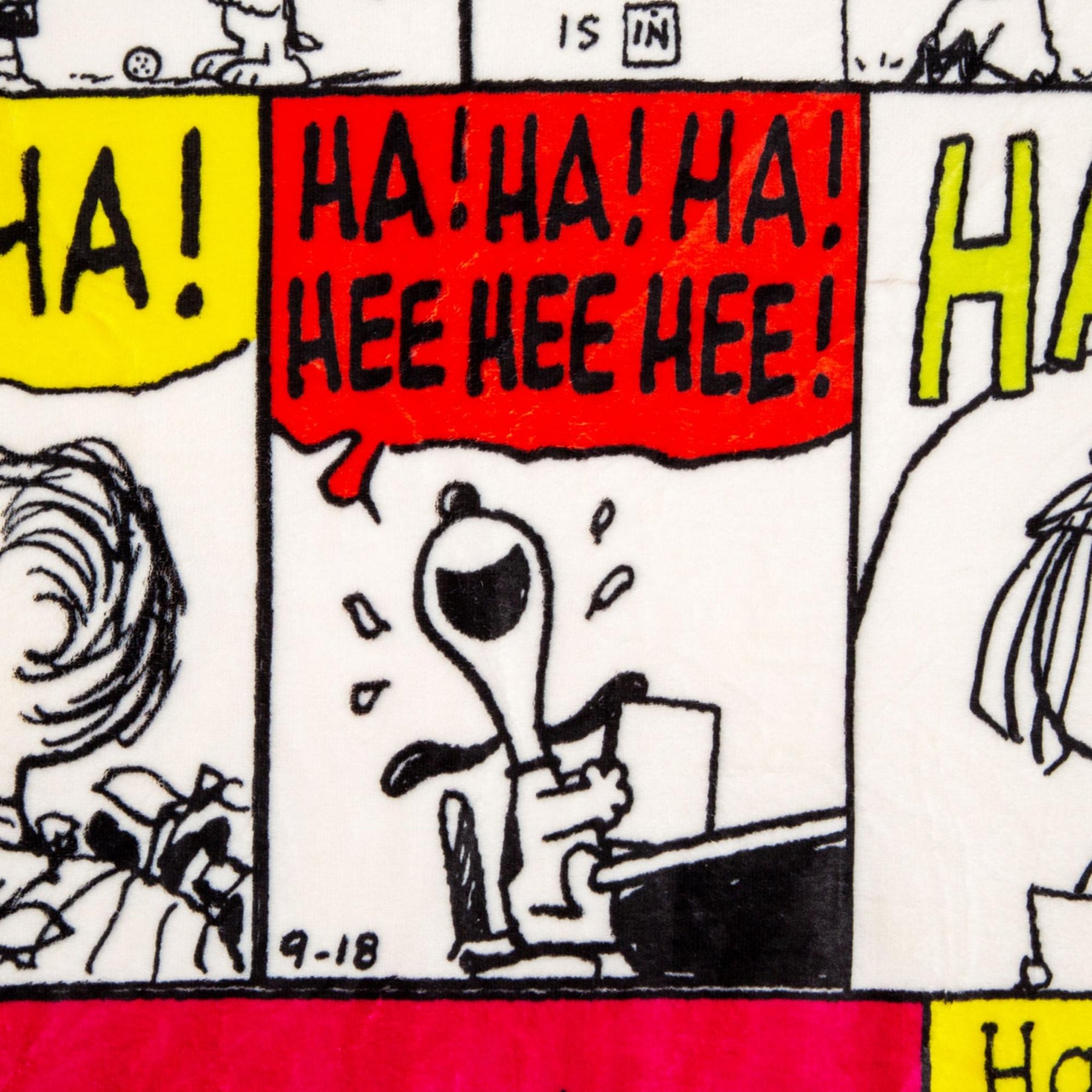 Peanuts "Ha Ha Ha" Comic Strip Panels Sherpa Throw Blanket | 50 x 60 Inches