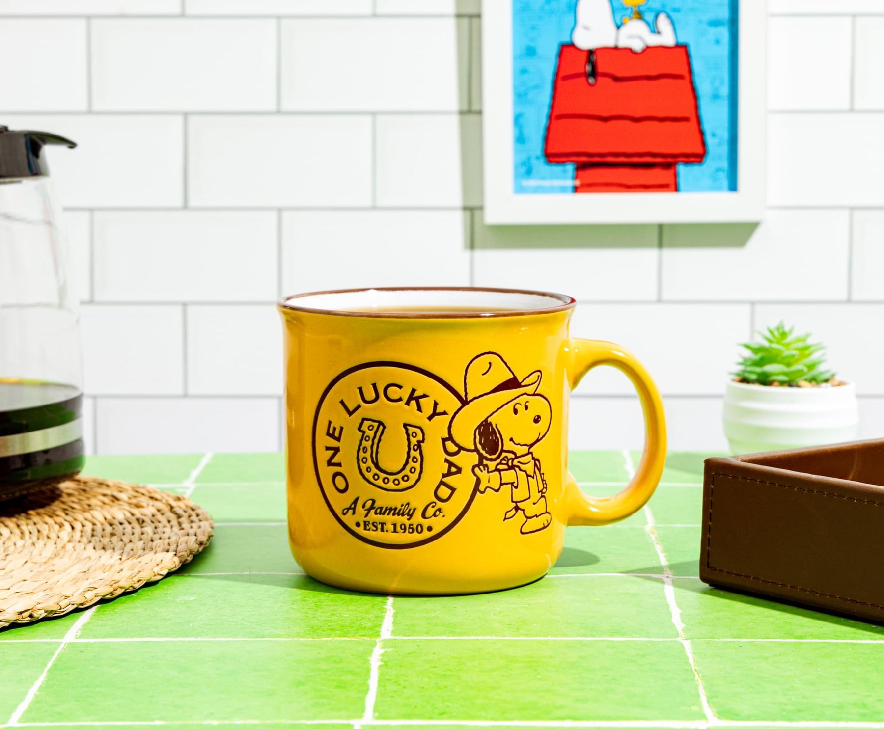 Peanuts Snoopy "One Lucky Dad" 20-Ounce Ceramic Camper Mug