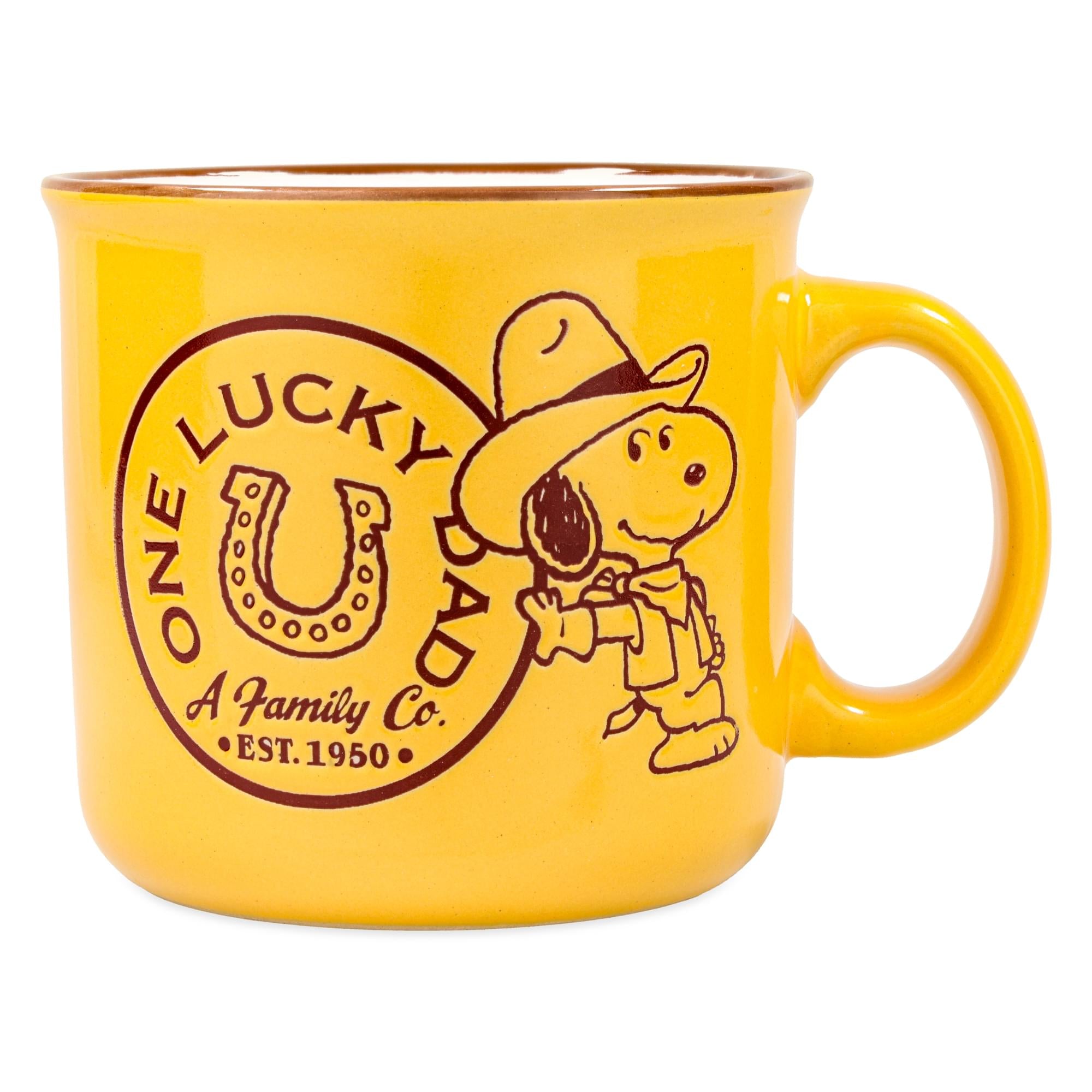 Peanuts Snoopy "One Lucky Dad" 20-Ounce Ceramic Camper Mug