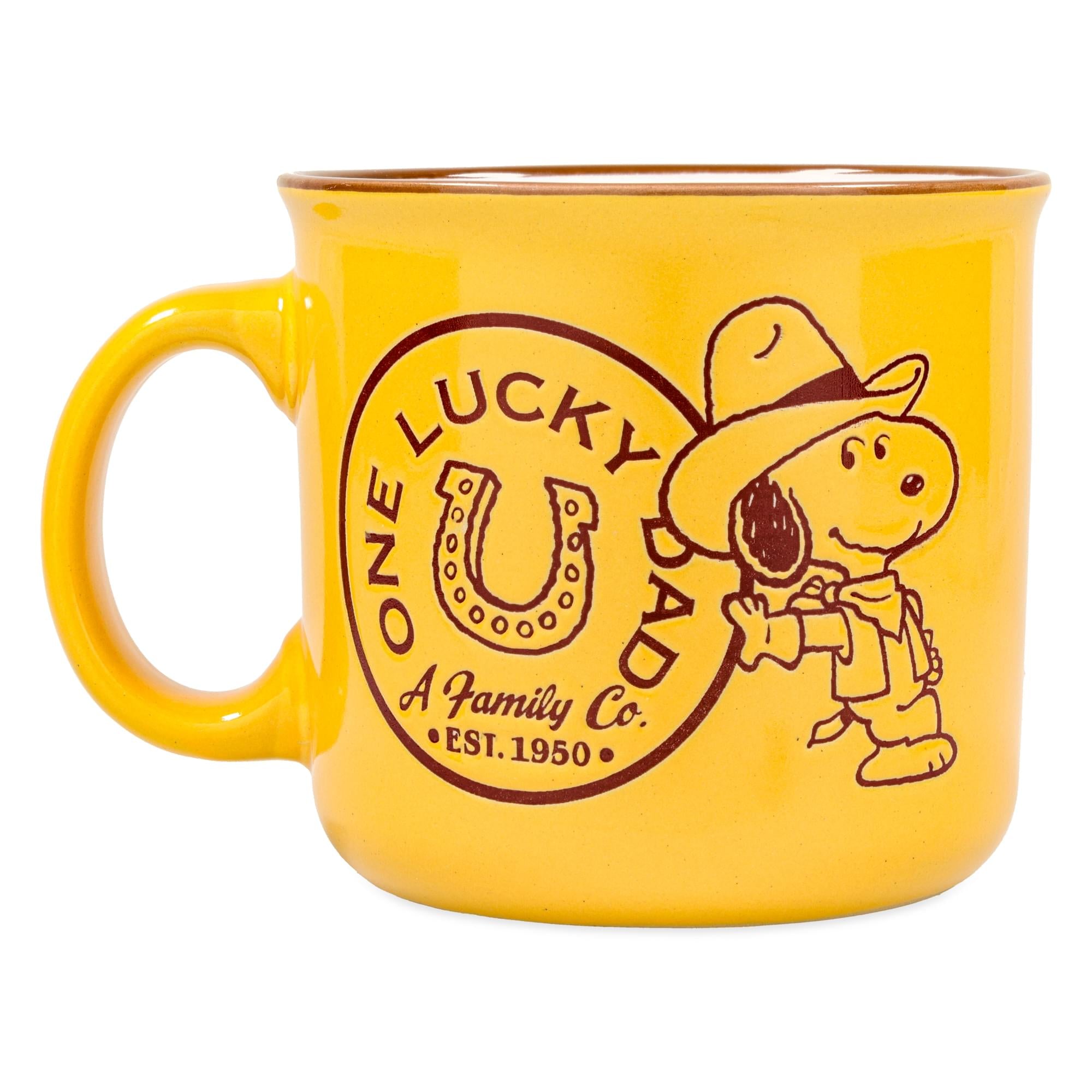 Peanuts Snoopy "One Lucky Dad" 20-Ounce Ceramic Camper Mug