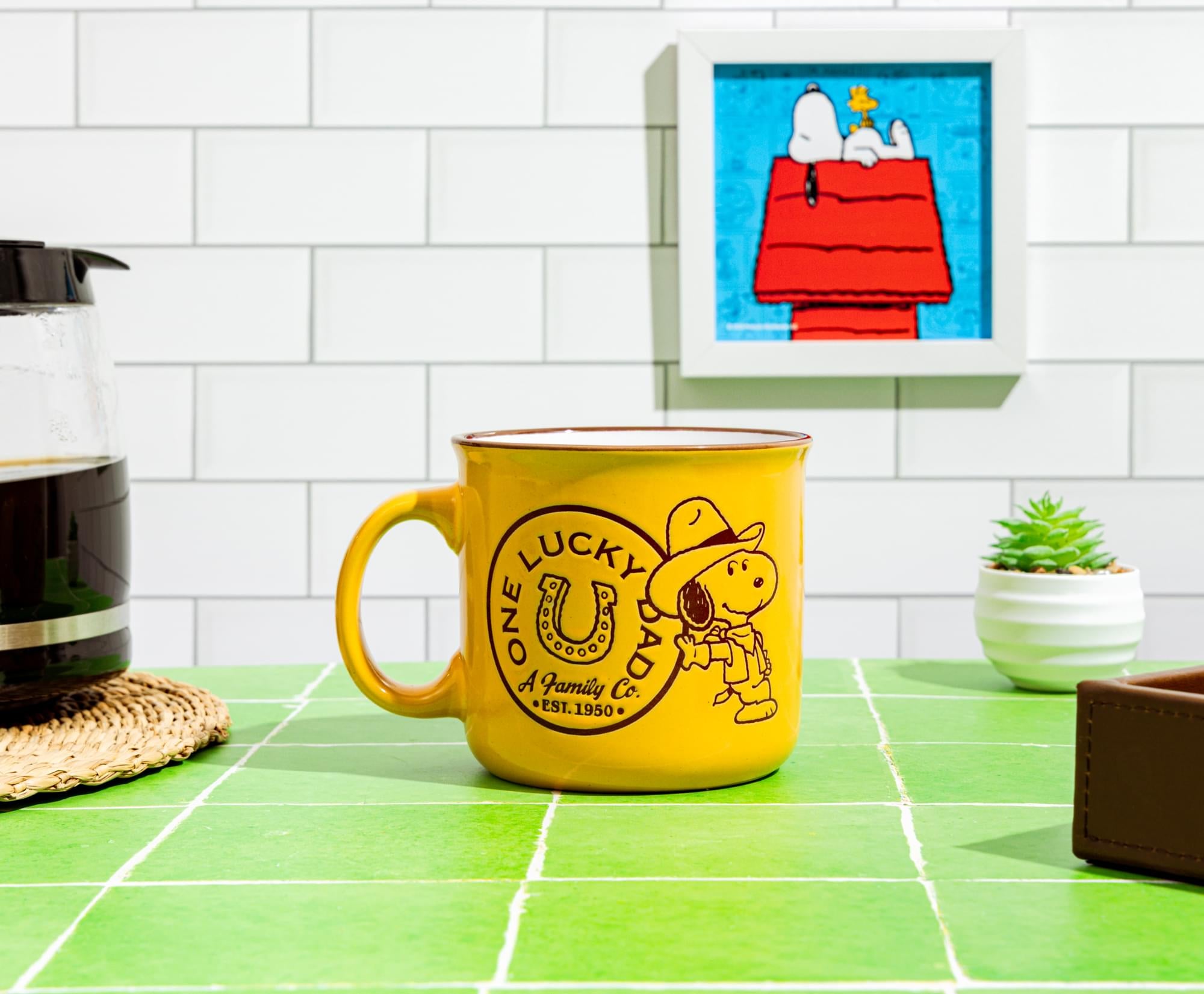 Peanuts Snoopy "One Lucky Dad" 20-Ounce Ceramic Camper Mug