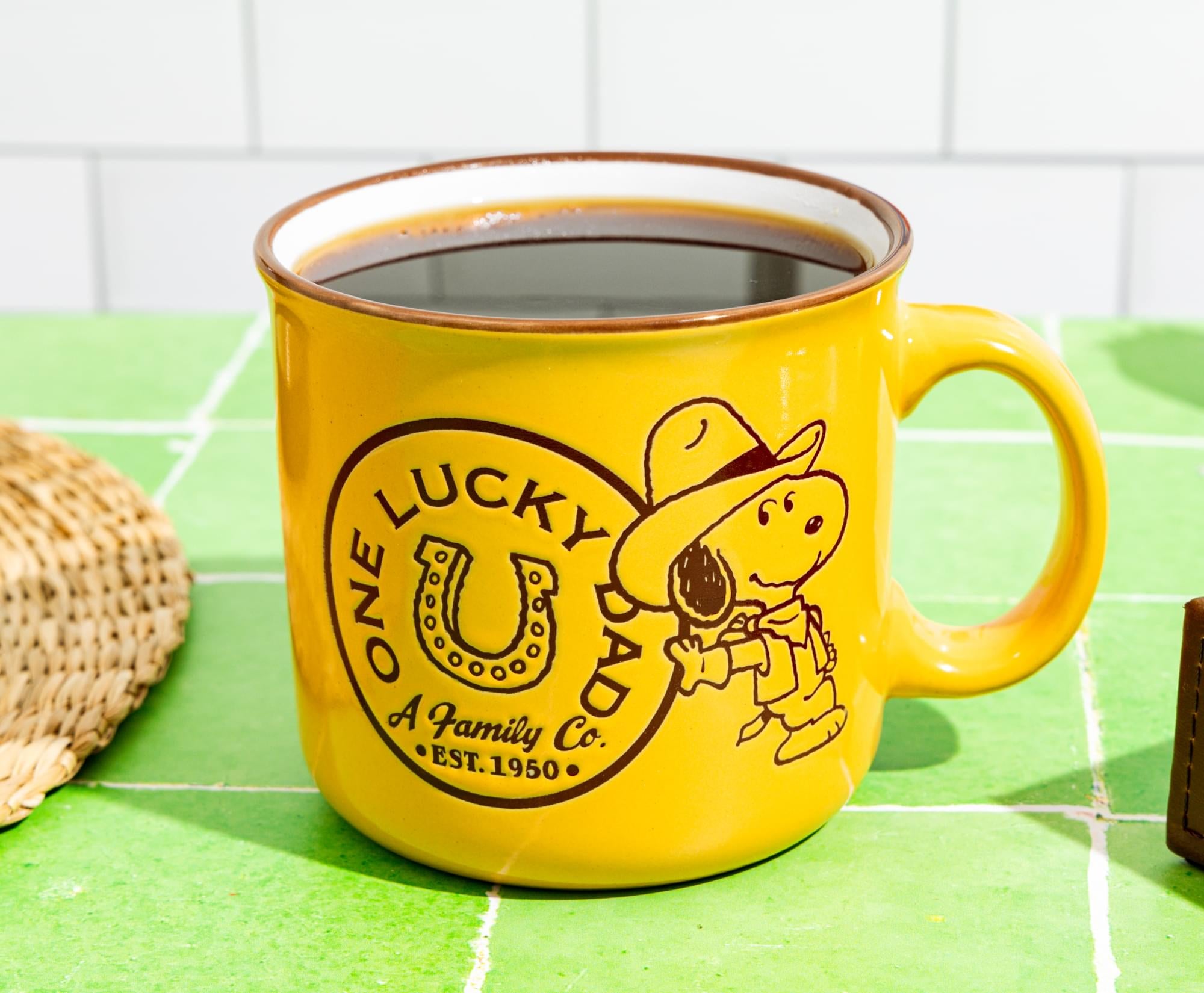 Peanuts Snoopy "One Lucky Dad" 20-Ounce Ceramic Camper Mug