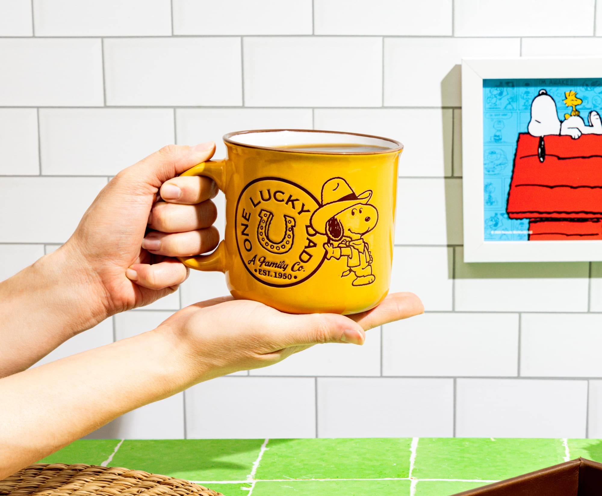 Peanuts Snoopy "One Lucky Dad" 20-Ounce Ceramic Camper Mug