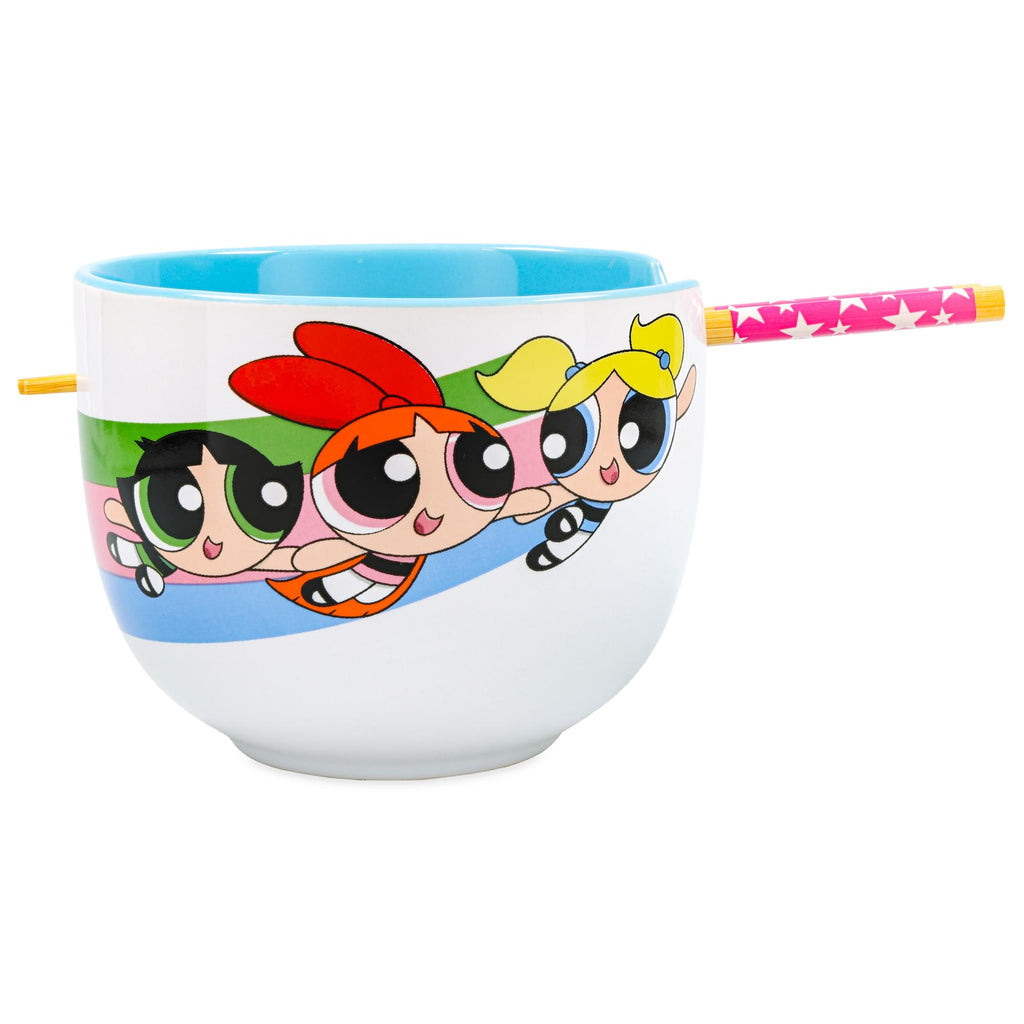 Powerpuff Girls Grl Pwr Ceramic Ramen Bowl With Chopsticks | Free Ship