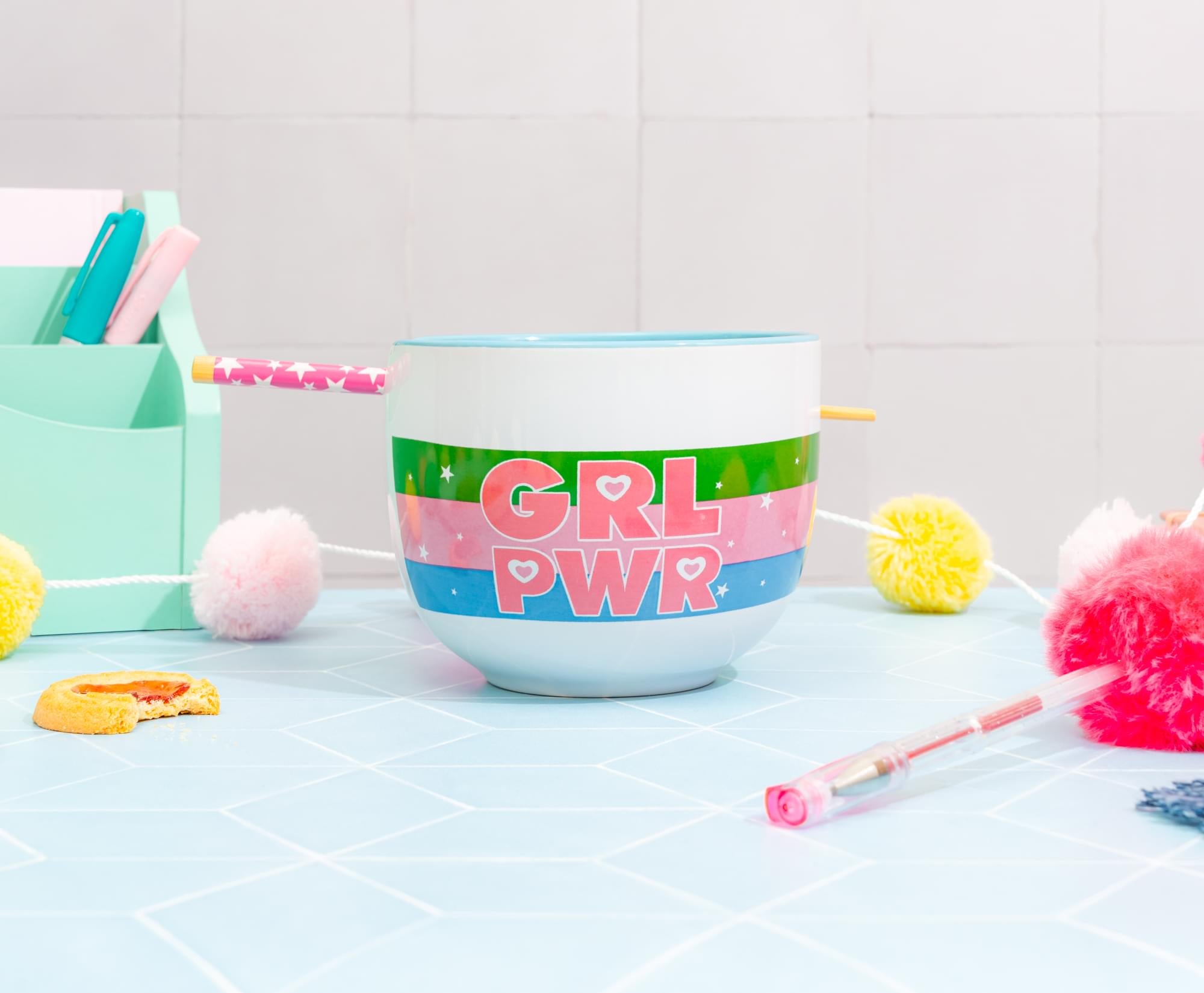 The Powerpuff Girls 20-Ounce Ceramic Ramen Bowl With Chopsticks