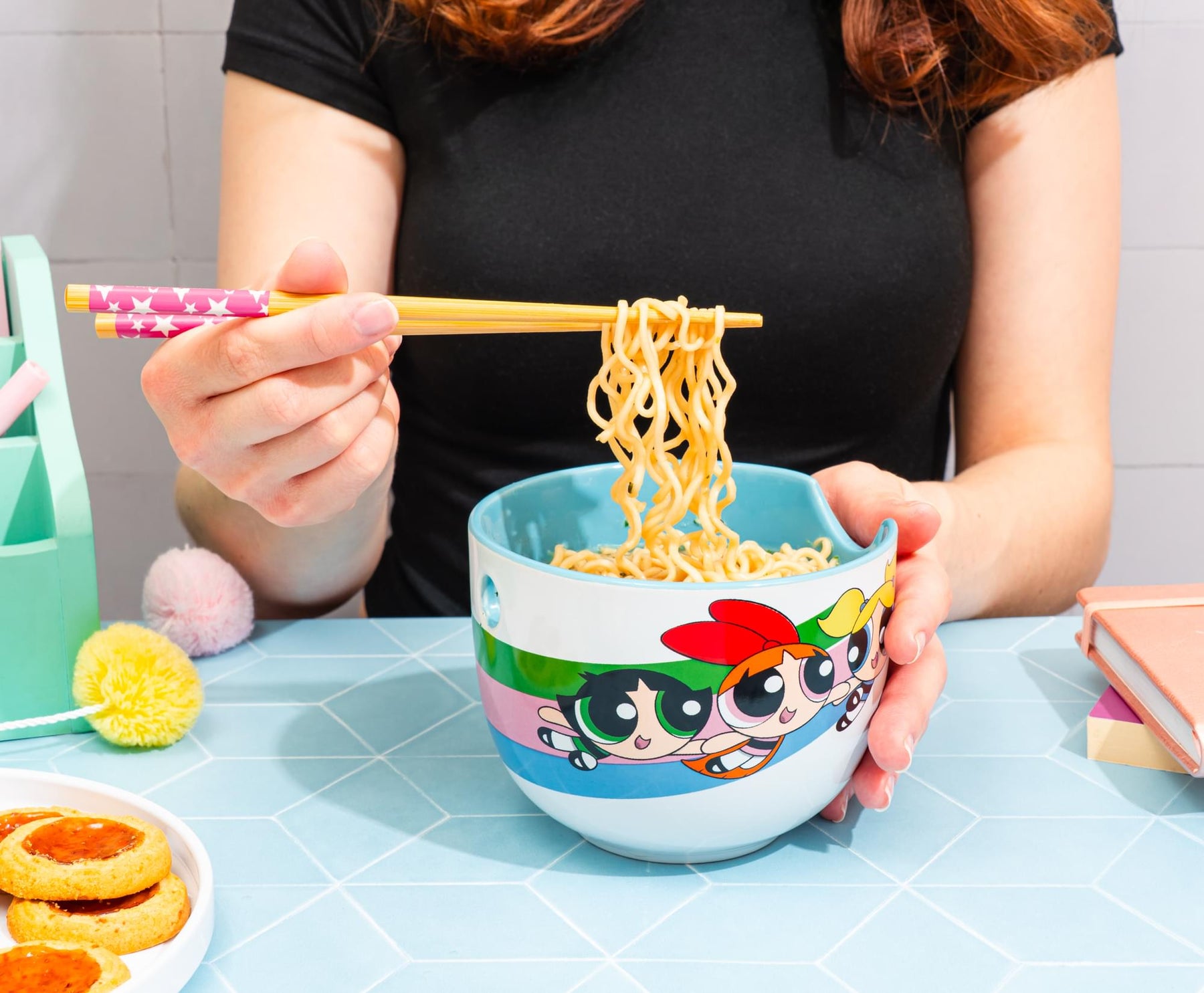 The Powerpuff Girls 20-Ounce Ceramic Ramen Bowl With Chopsticks