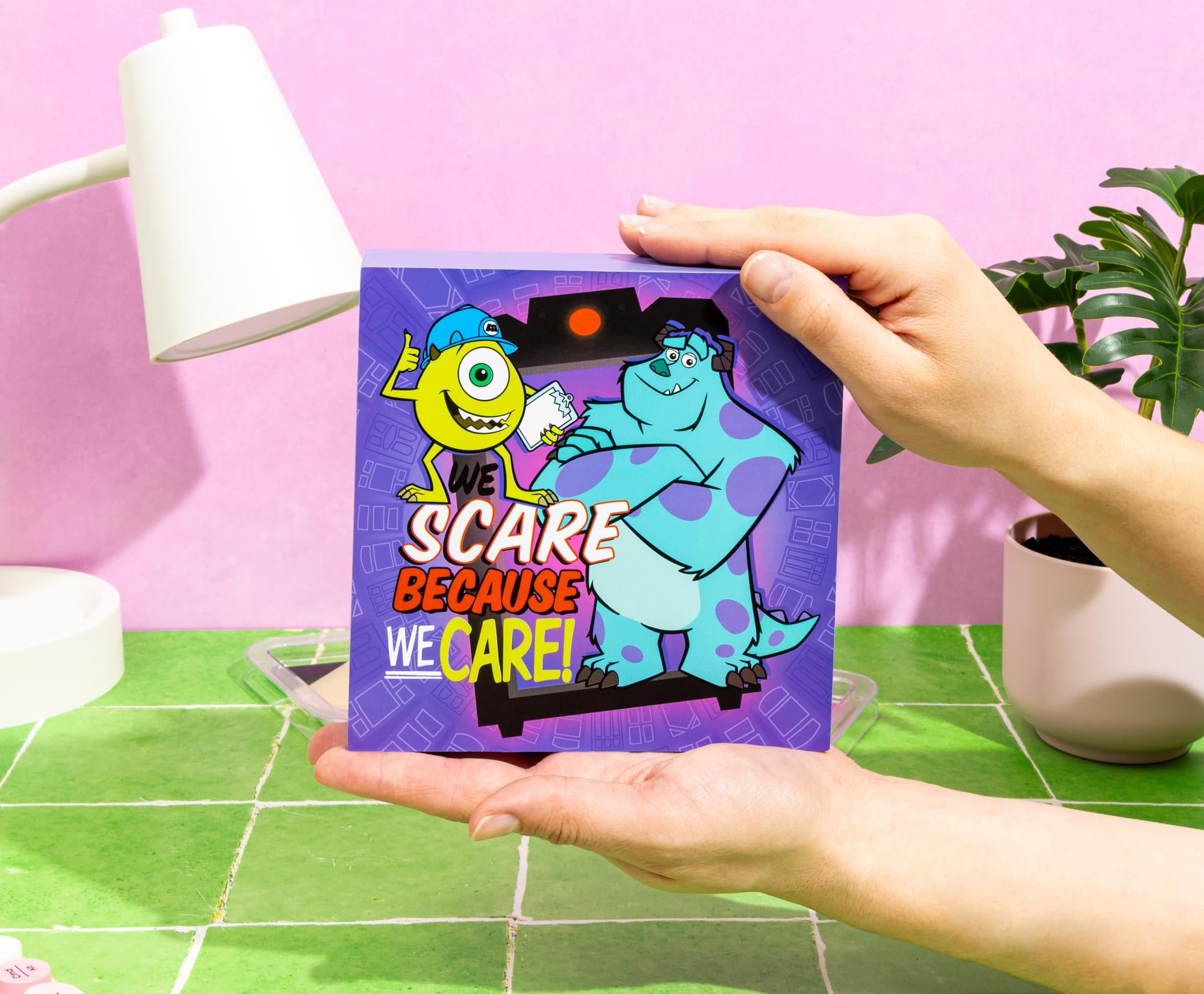 Disney Pixar Monsters, Inc. "We Scare Because We Care" Box Sign | 6 x 6 Inches