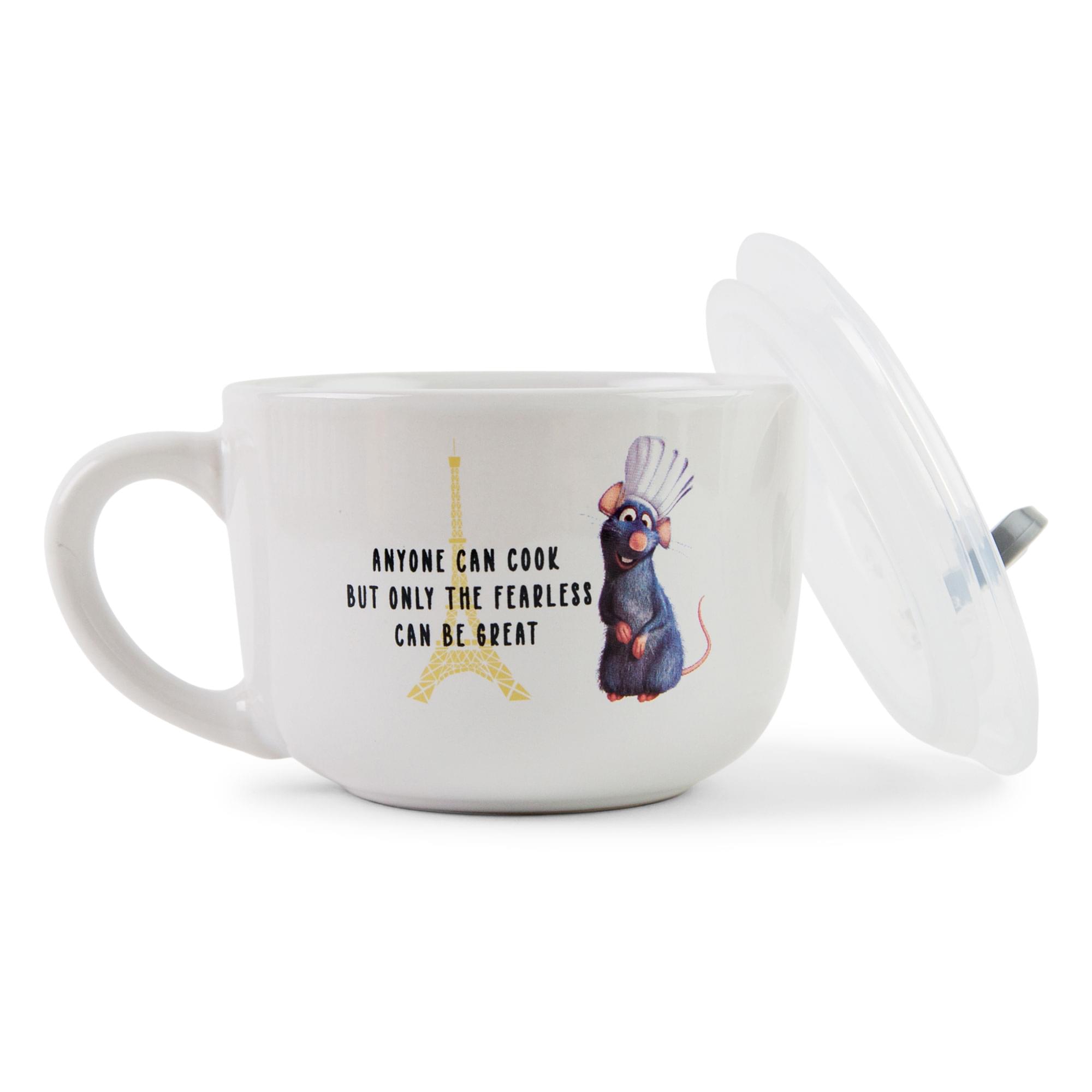 Disney Pixar Ratatouille "Anyone Can Cook" Ceramic Soup Mug With Lid | 24 Ounces