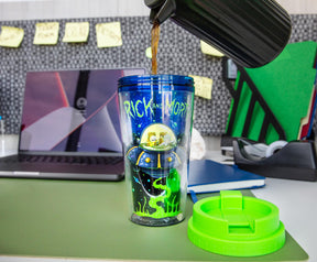 Rick and Morty Spaceship Googus Plastic Travel Mug With Lid | Holds 16 Ounces