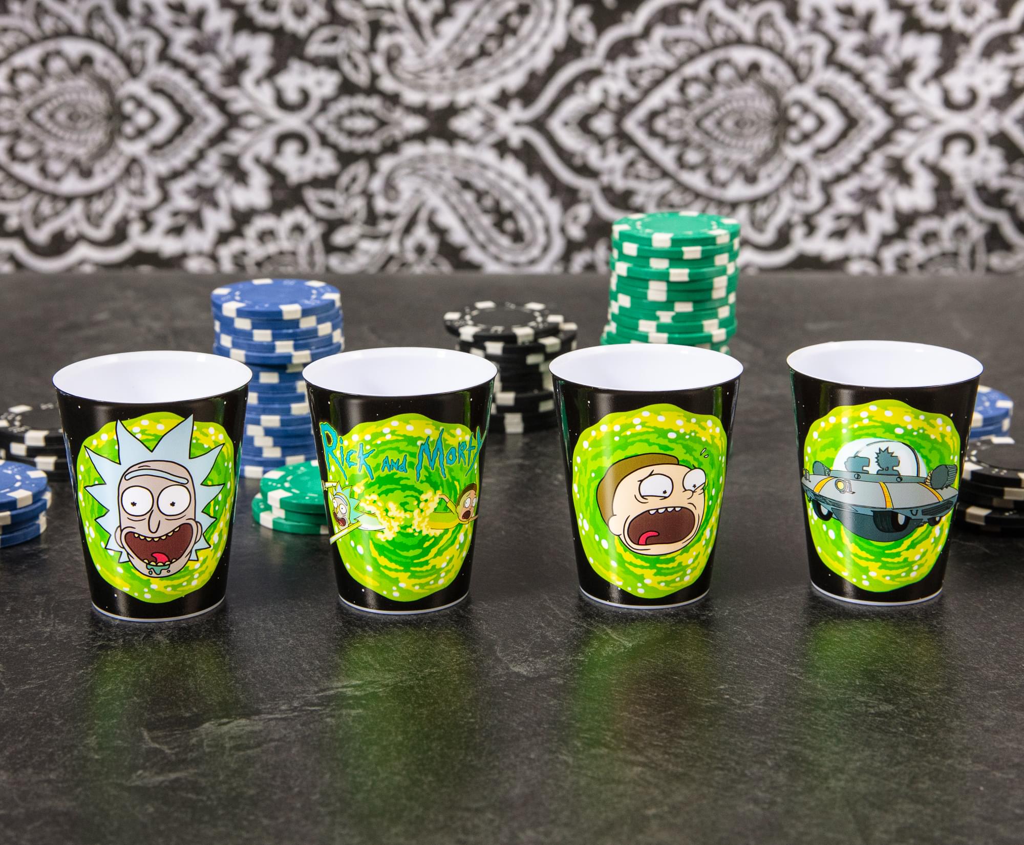 Rick and Morty 1.5-Ounce Plastic Mini Shot Glass Cups | Set of 4
