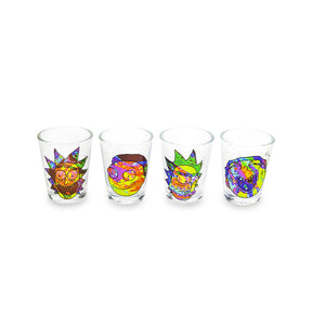 Rick and Morty Colorful Faces 2-Ounce Mini Shot Glasses | Set of 4