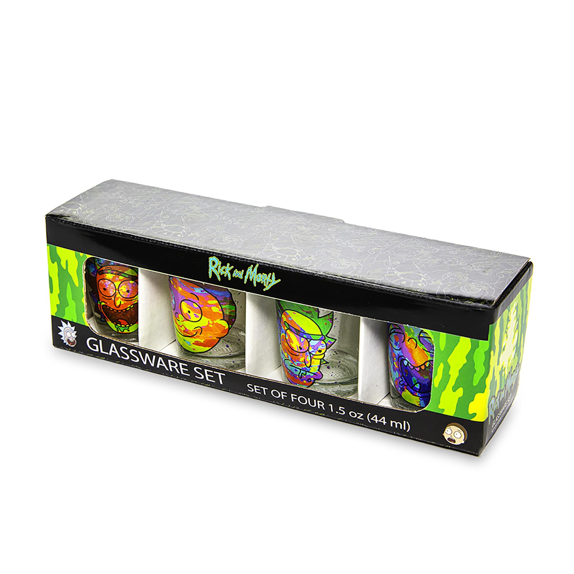Rick and Morty Colorful Faces 2-Ounce Mini Shot Glasses | Set of 4