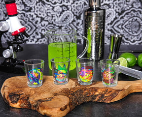 Rick and Morty Colorful Faces 2-Ounce Mini Shot Glasses | Set of 4