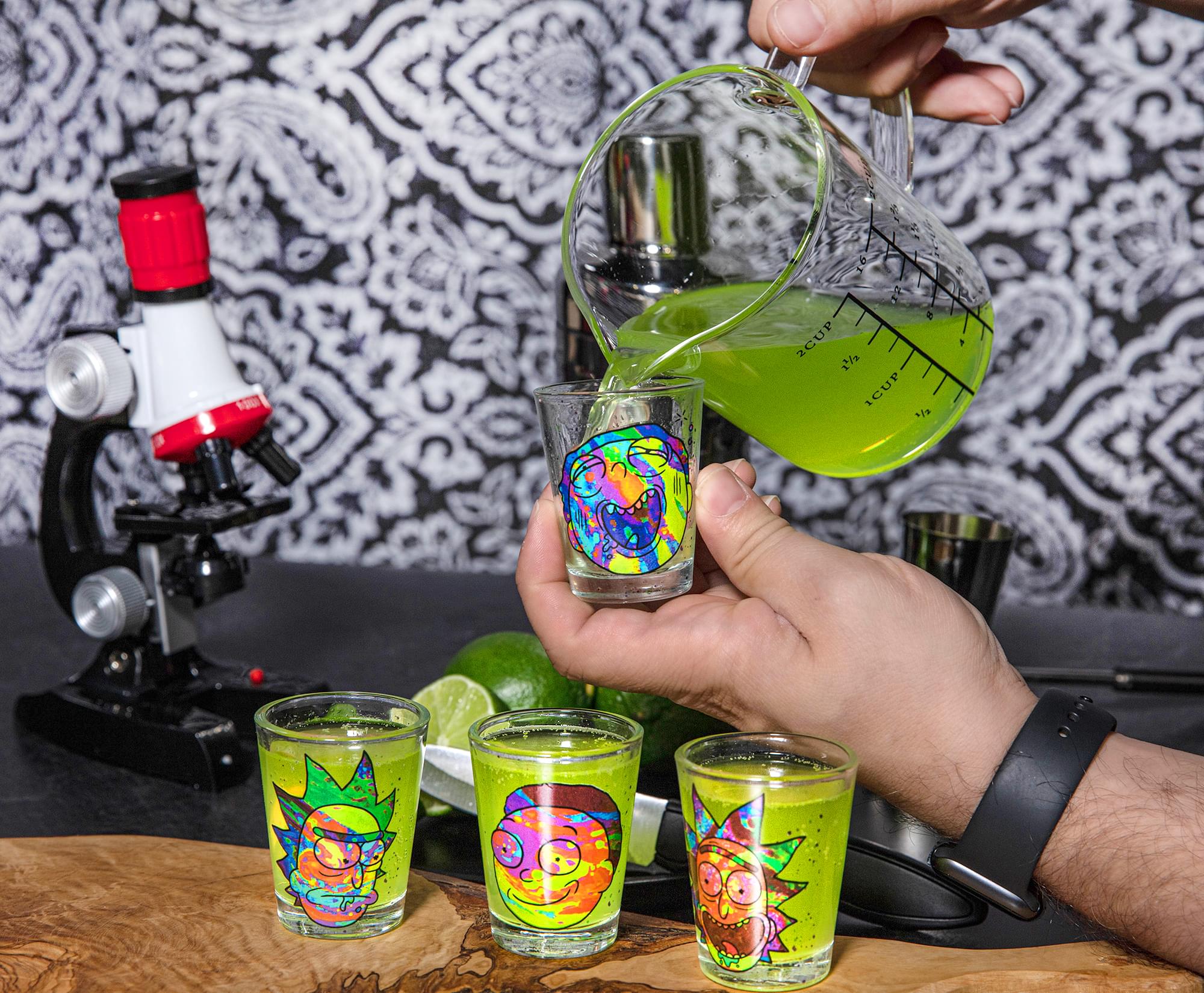 Rick and Morty Colorful Faces 2-Ounce Mini Shot Glasses | Set of 4