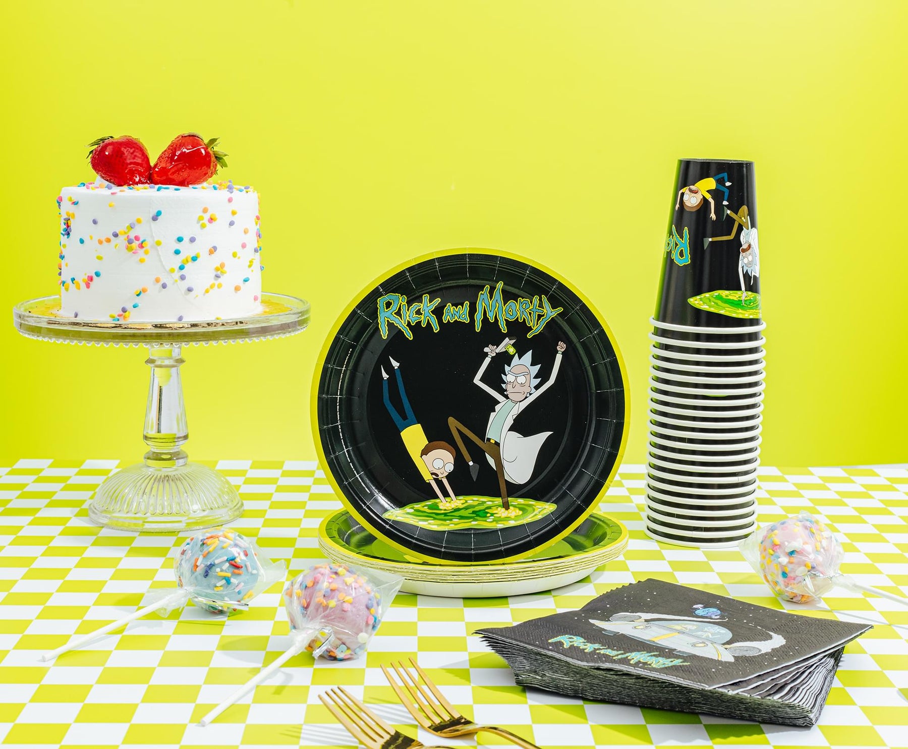 Rick and Morty Portal 60-Piece Party Tableware Set | Cups, Plates, Napkins