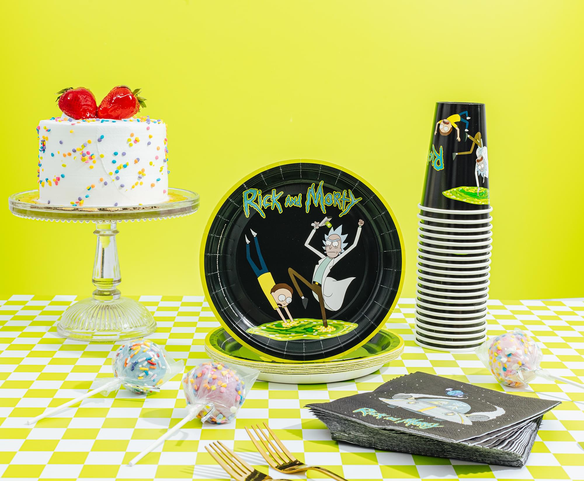 Rick and Morty Portal 60-Piece Party Tableware Set | Cups, Plates, Napkins