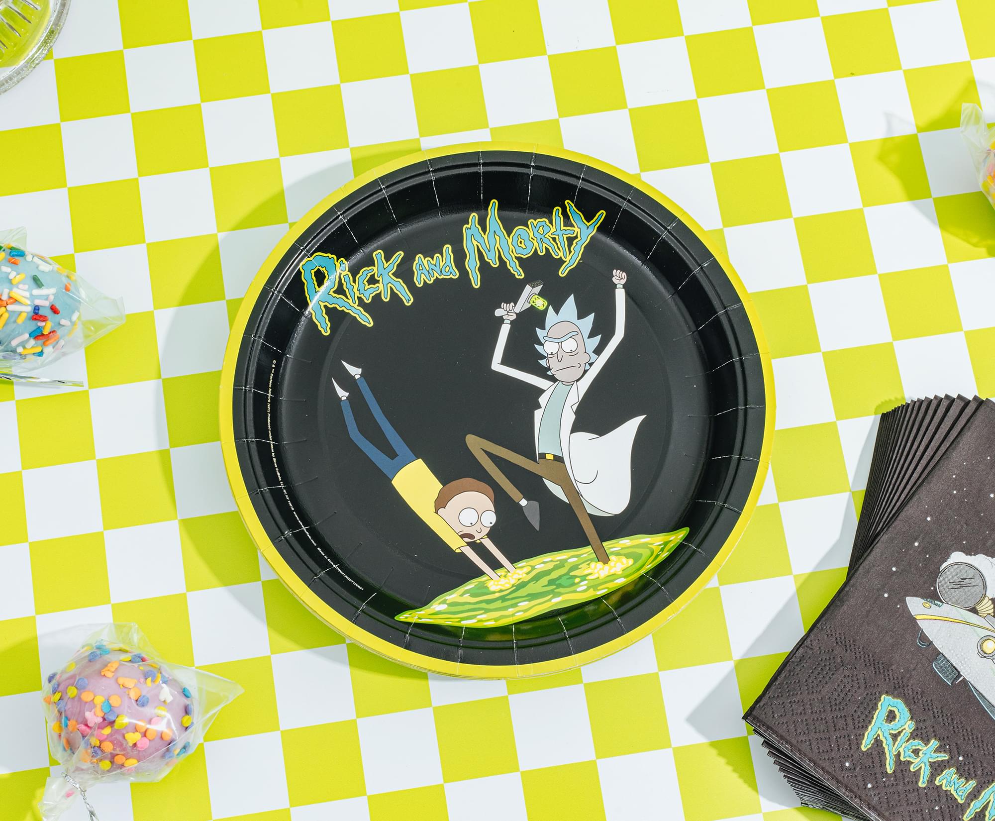 Rick and Morty Portal 60-Piece Party Tableware Set | Cups, Plates, Napkins