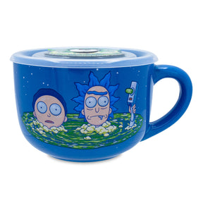 Rick and Morty Portal Heads Ceramic Soup Mug With Lid | Holds 24 Ounces