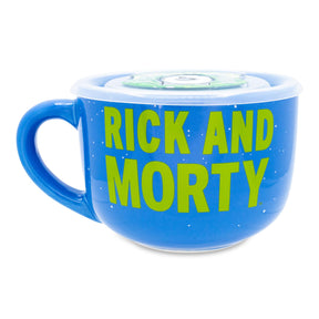 Rick and Morty Portal Heads Ceramic Soup Mug With Lid | Holds 24 Ounces