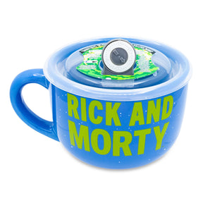 Rick and Morty Portal Heads Ceramic Soup Mug With Lid | Holds 24 Ounces