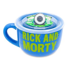 Rick and Morty Portal Heads Ceramic Soup Mug With Lid | Holds 24 Ounces