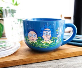 Rick and Morty Portal Heads Ceramic Soup Mug With Lid | Holds 24 Ounces